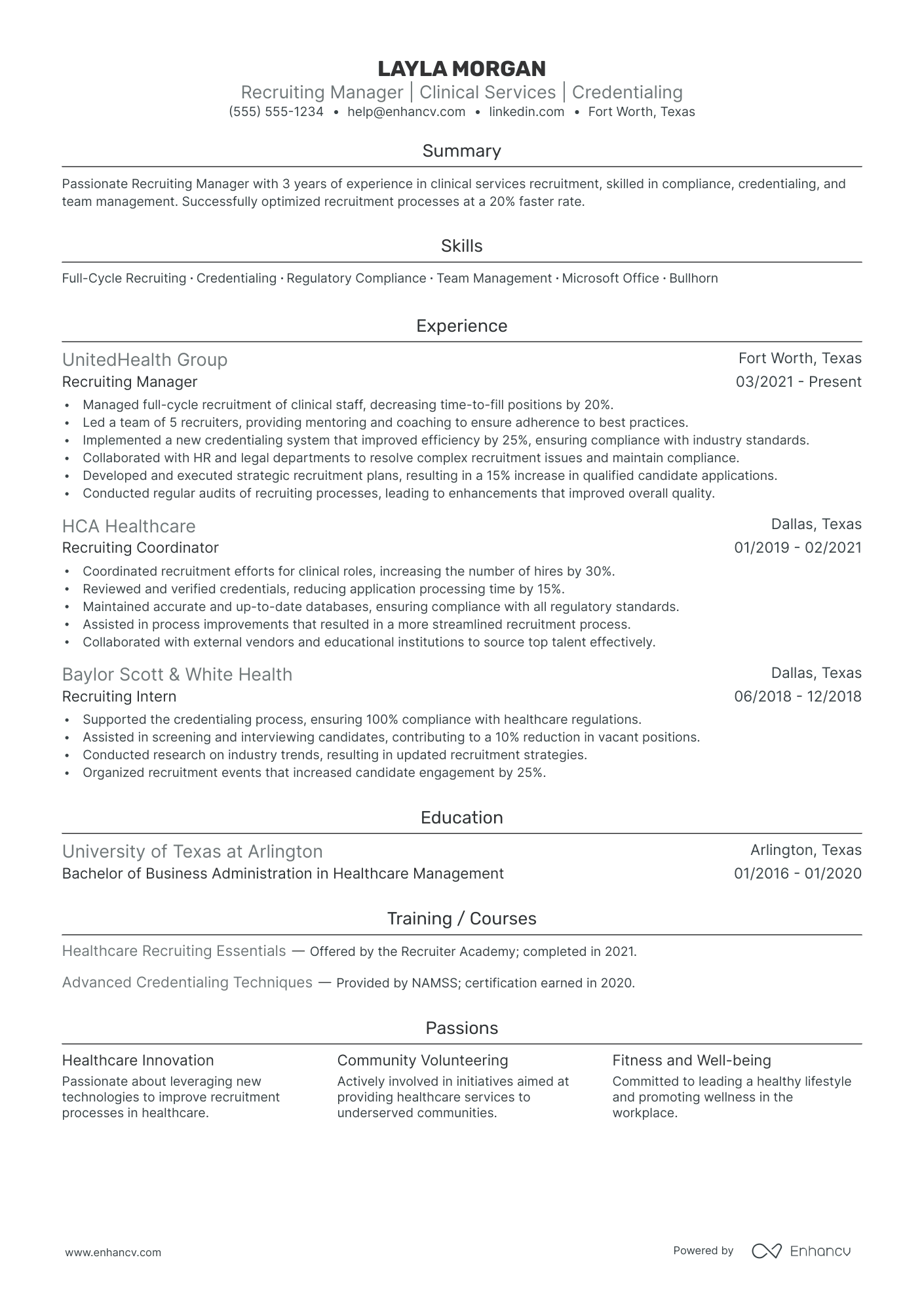 International Recruitment Manager resume example