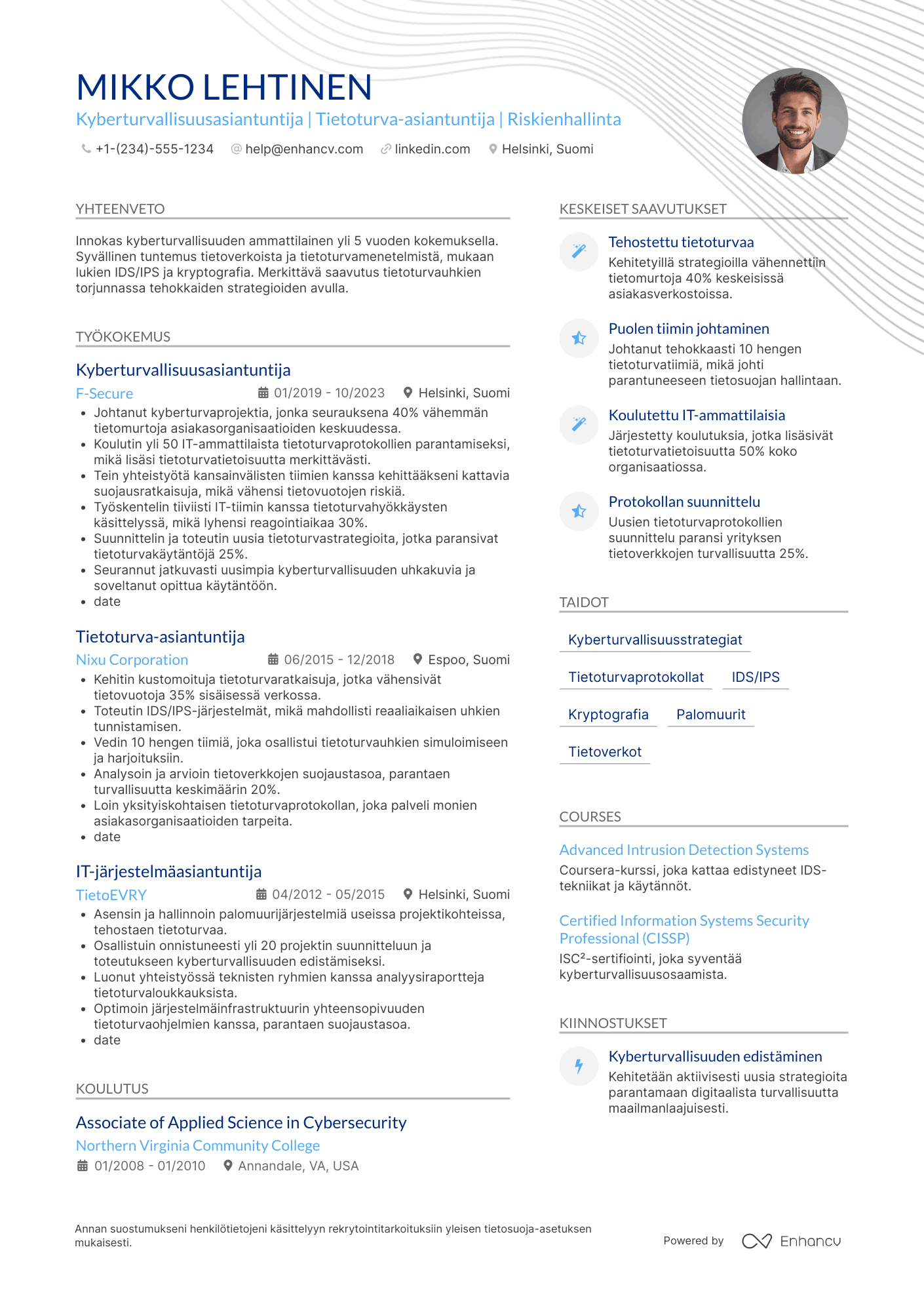 Kyberturvallisuusasiantuntija CV