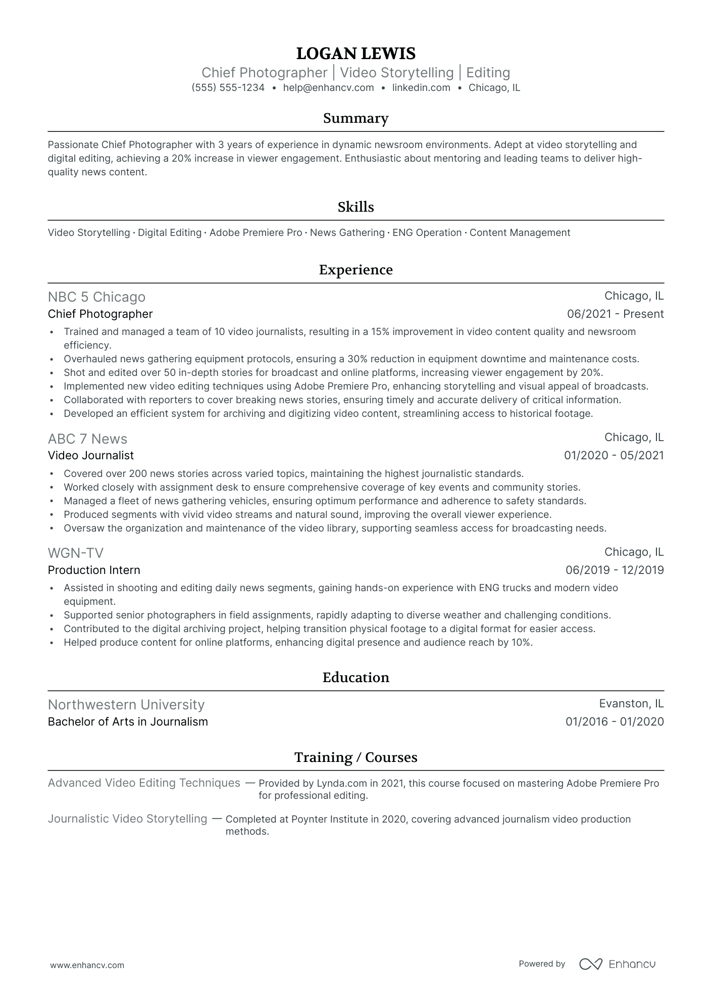 Chief Photo Editor resume example