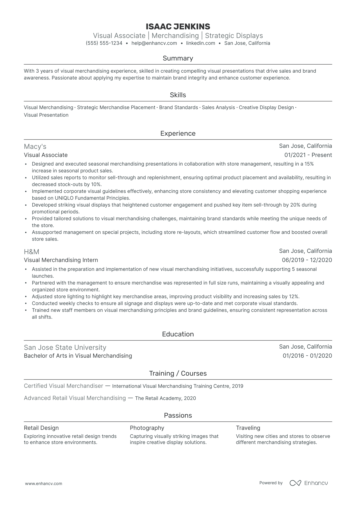 Associate Visual Merchandiser Resume Example Resume Example