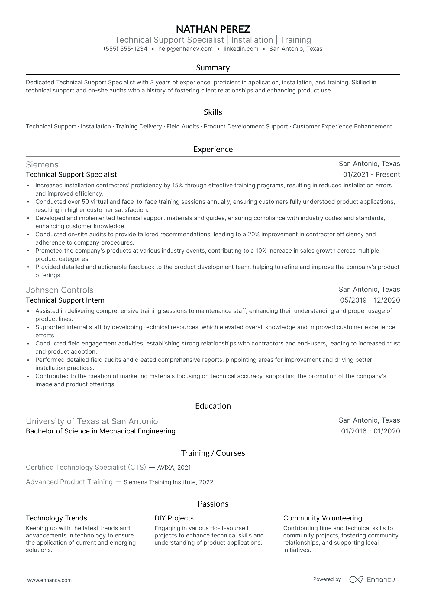 Electrical Contractor resume example