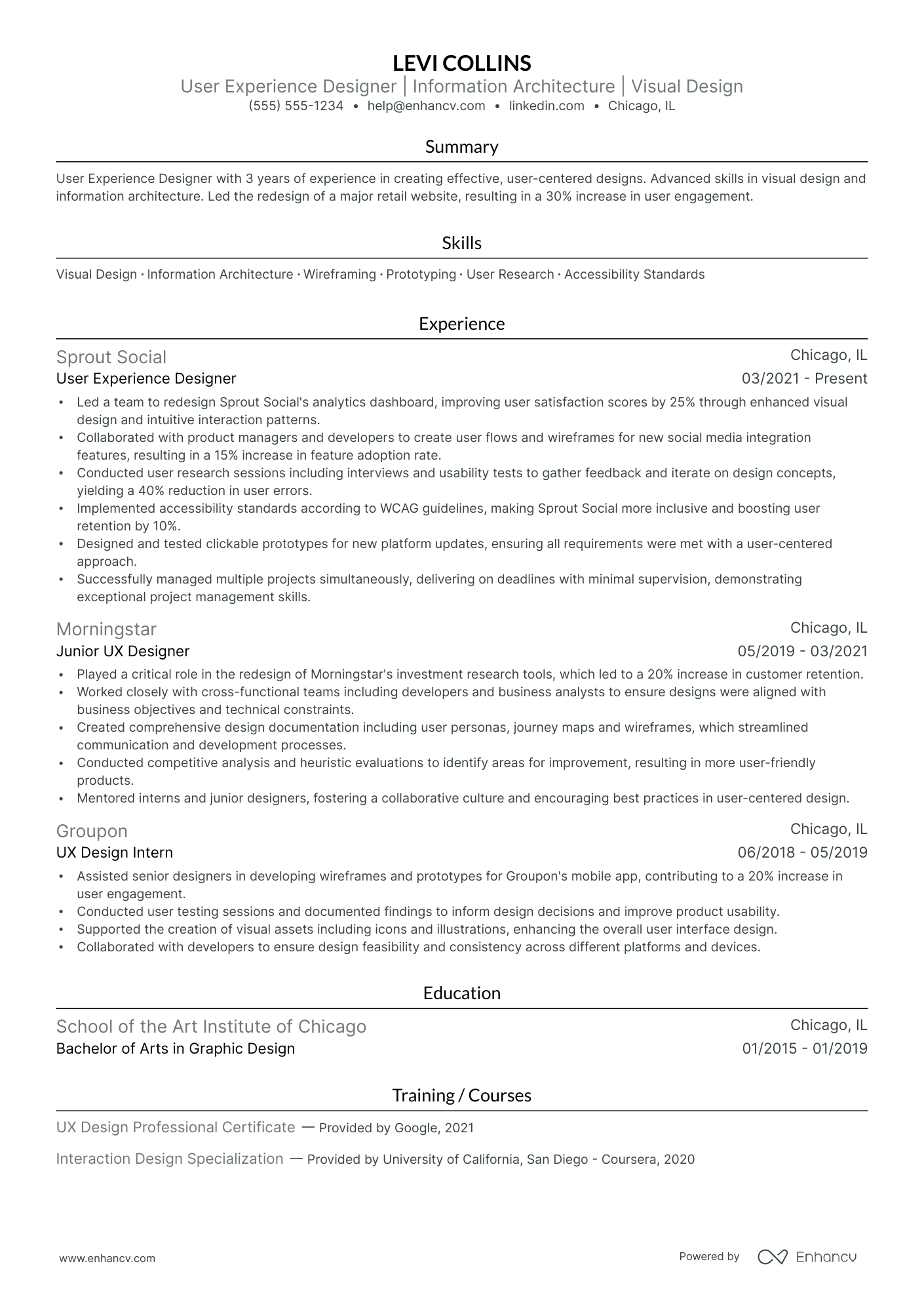 Product Designer resume example