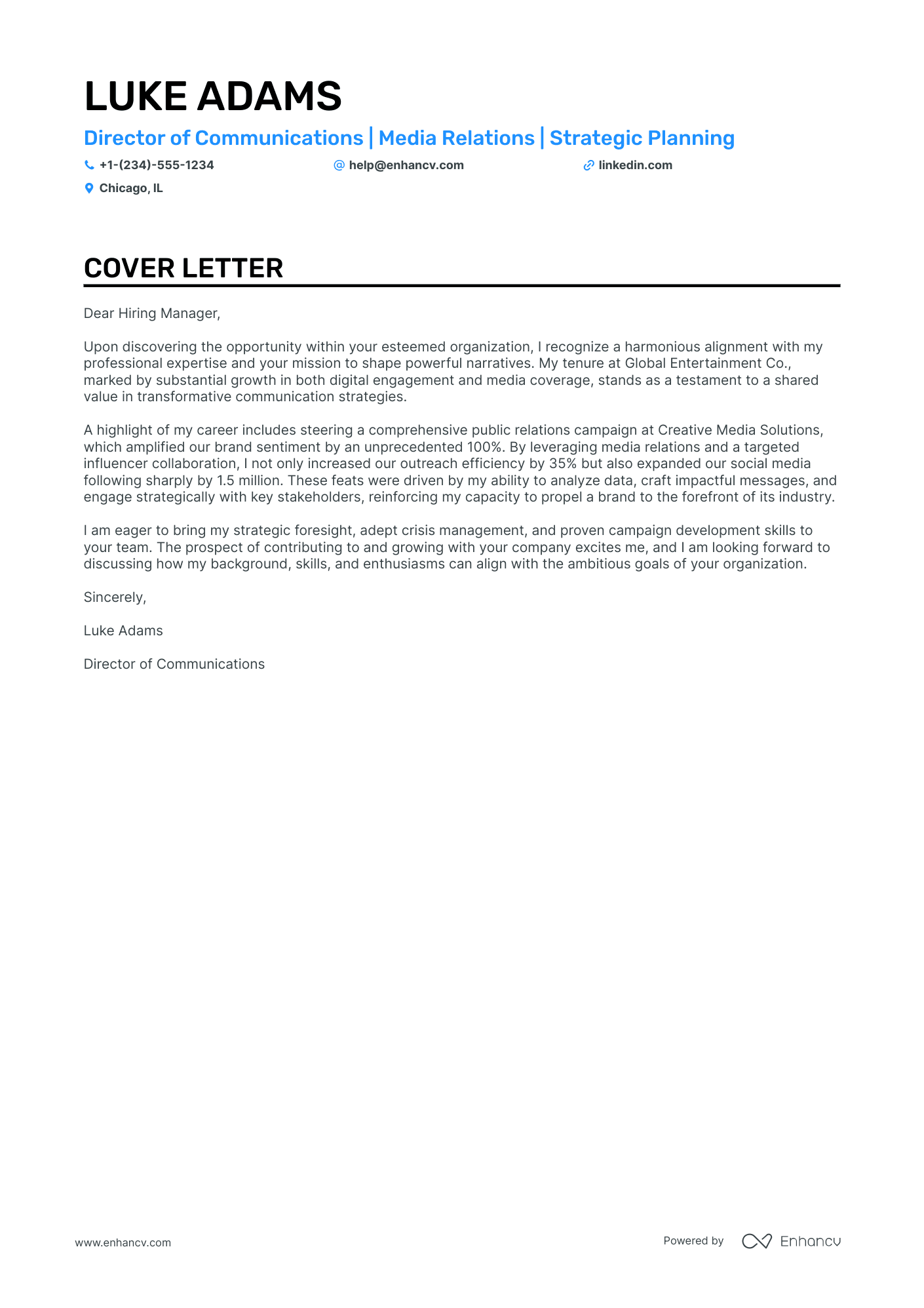 Director of Communications cover letter