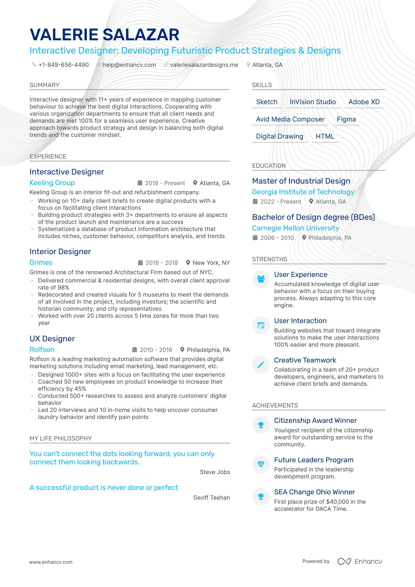Interactive Designer resume example