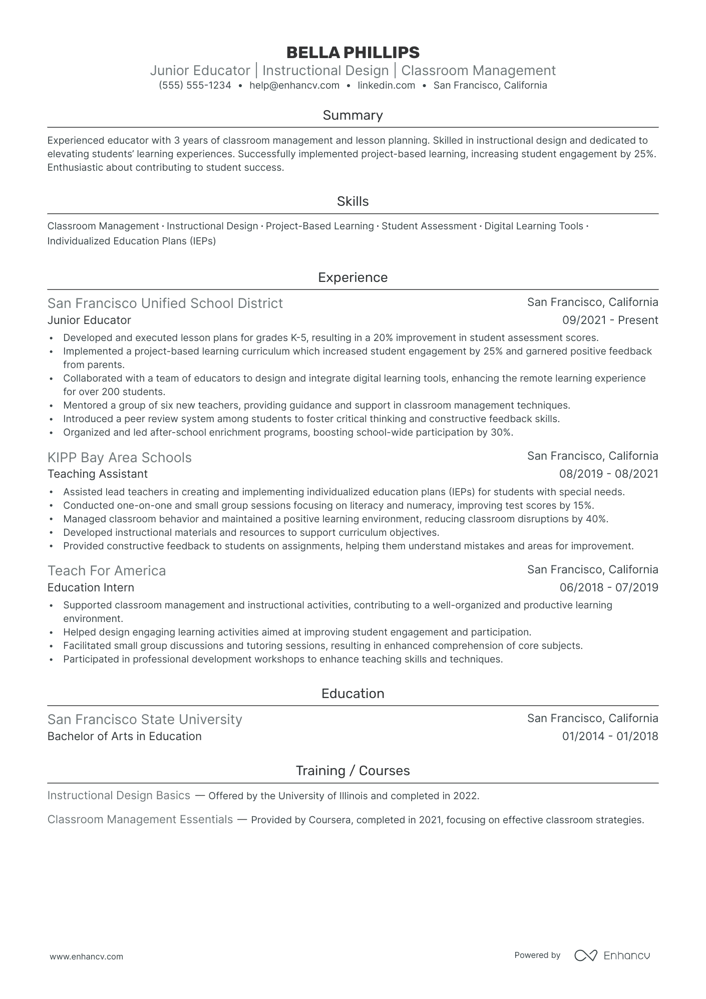 Short-Term Substitute Teacher resume example