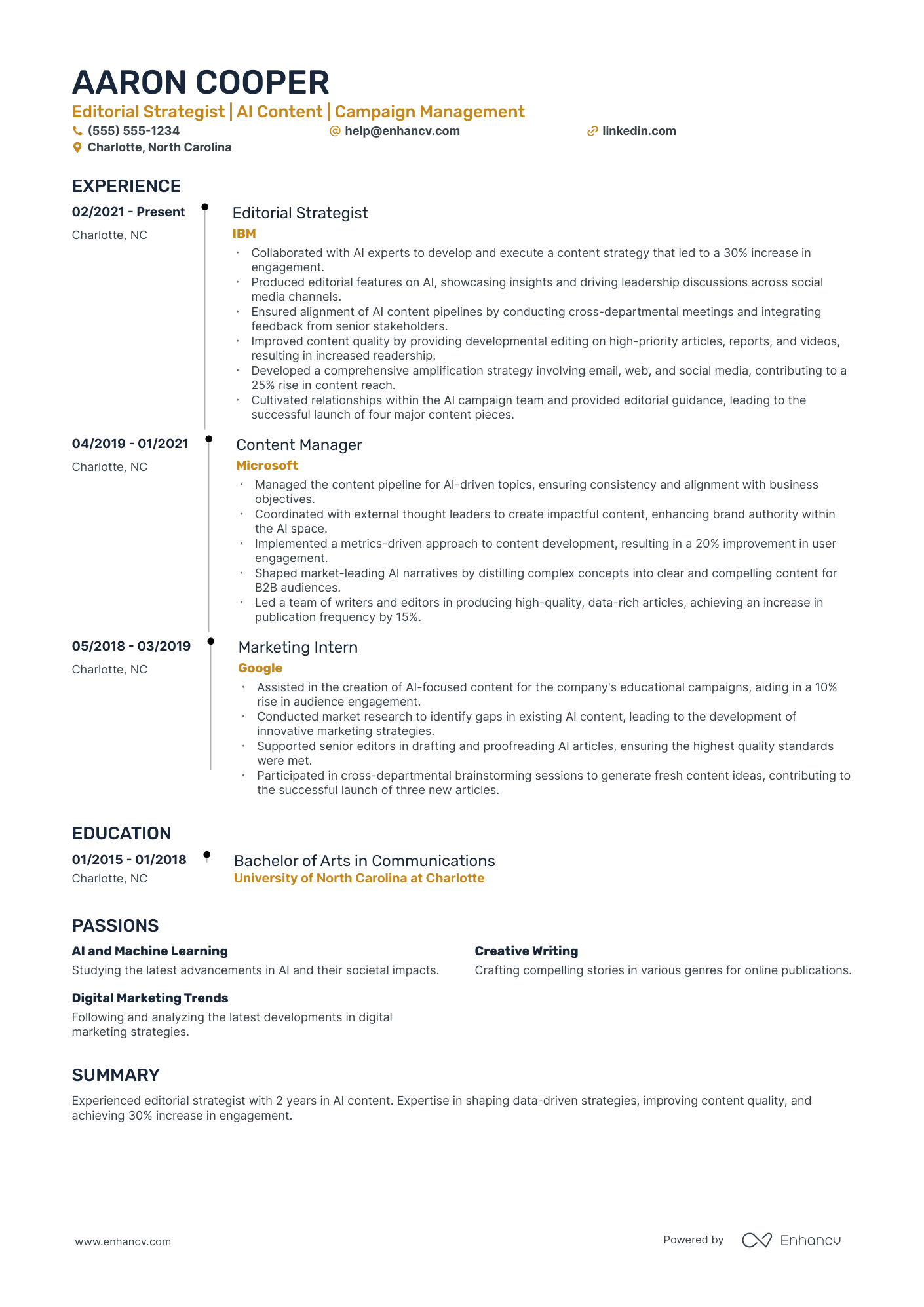 Editorial Director resume example