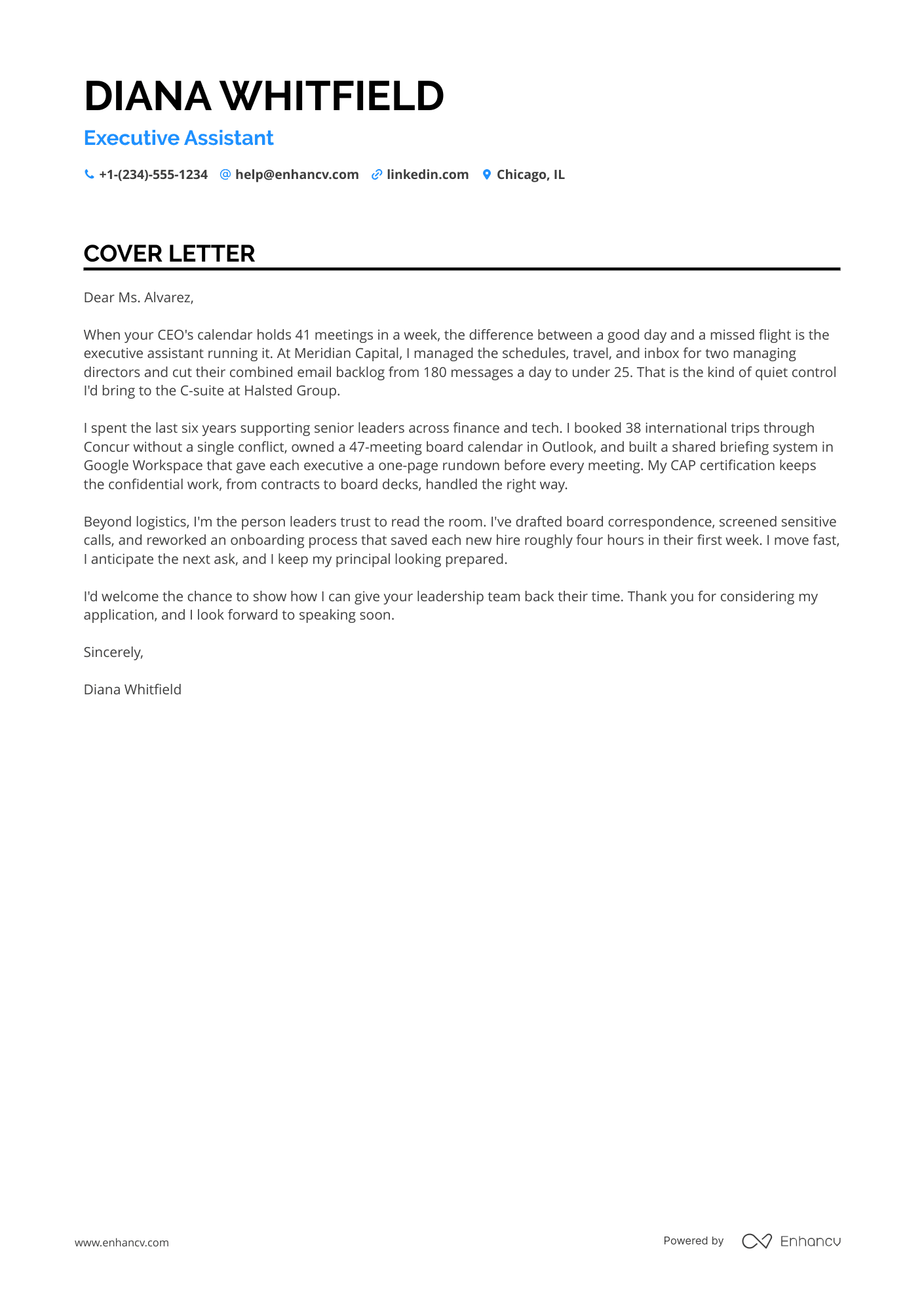 Executive Assistant cover letter