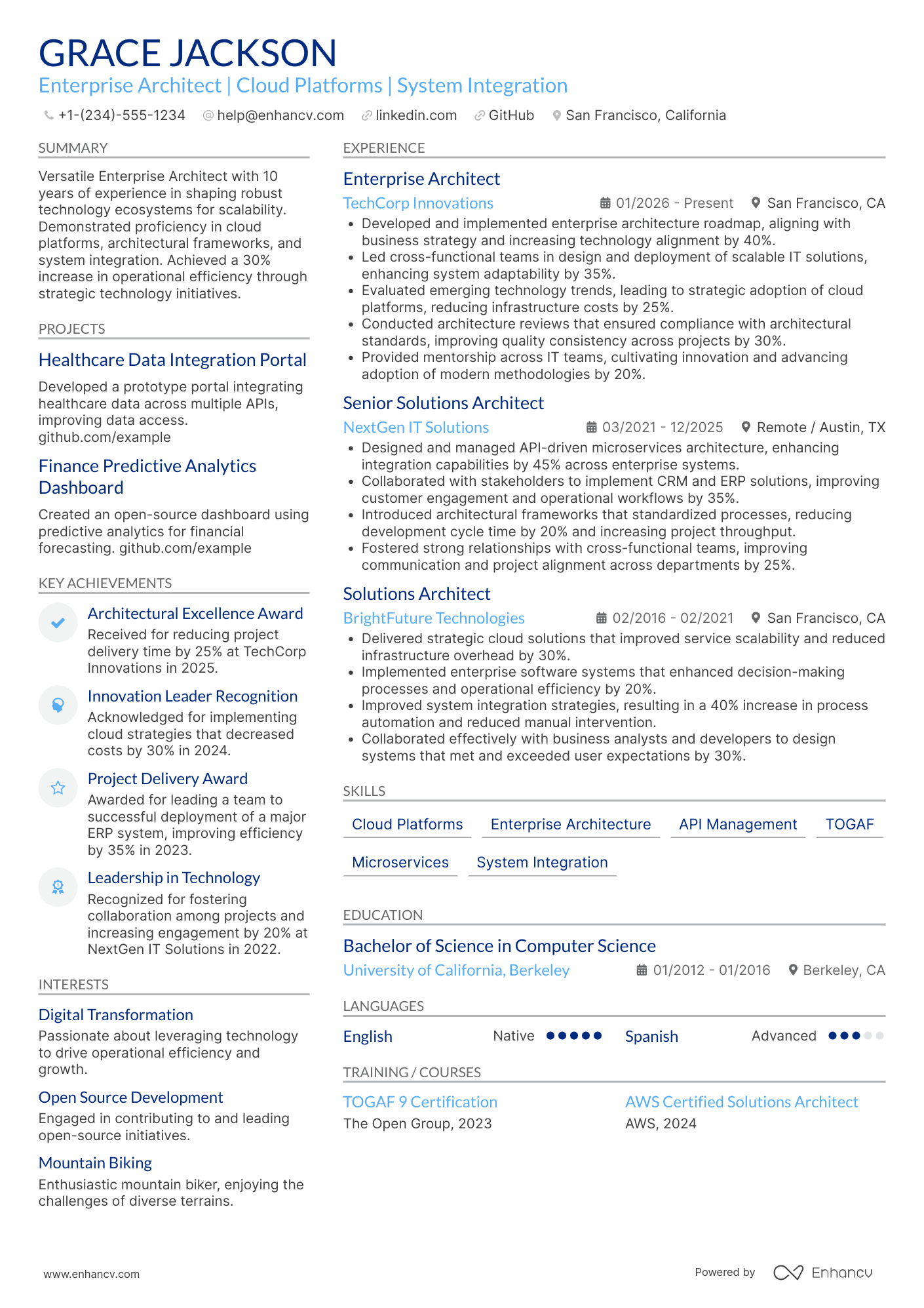 Enterprise Architect resume example