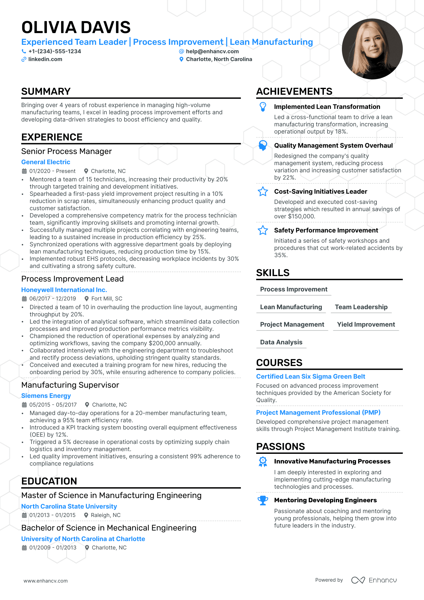 Process Manager resume example