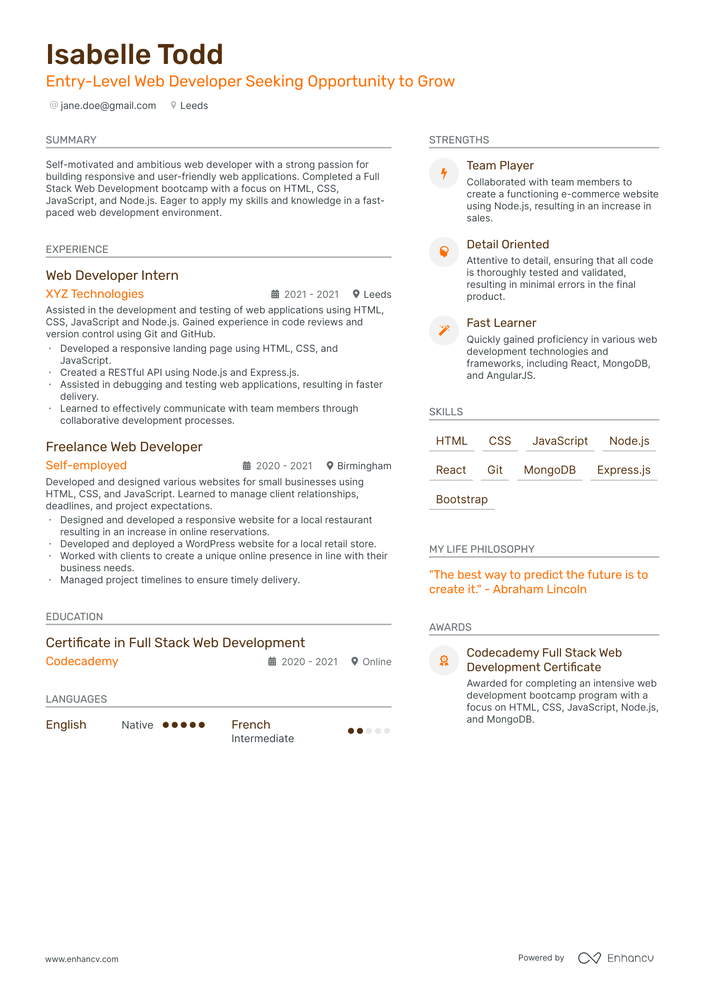 3 Web Developer CV Examples For 2024   Image 