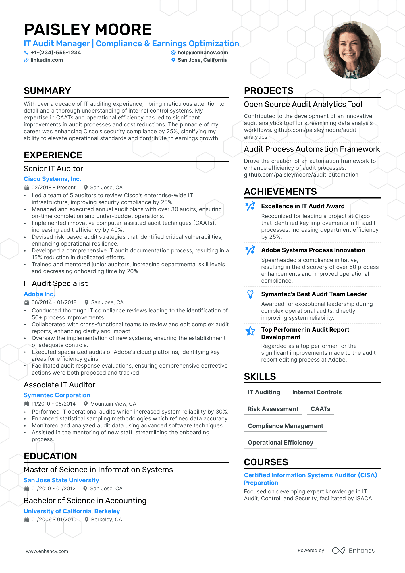 IT Audit Manager resume example