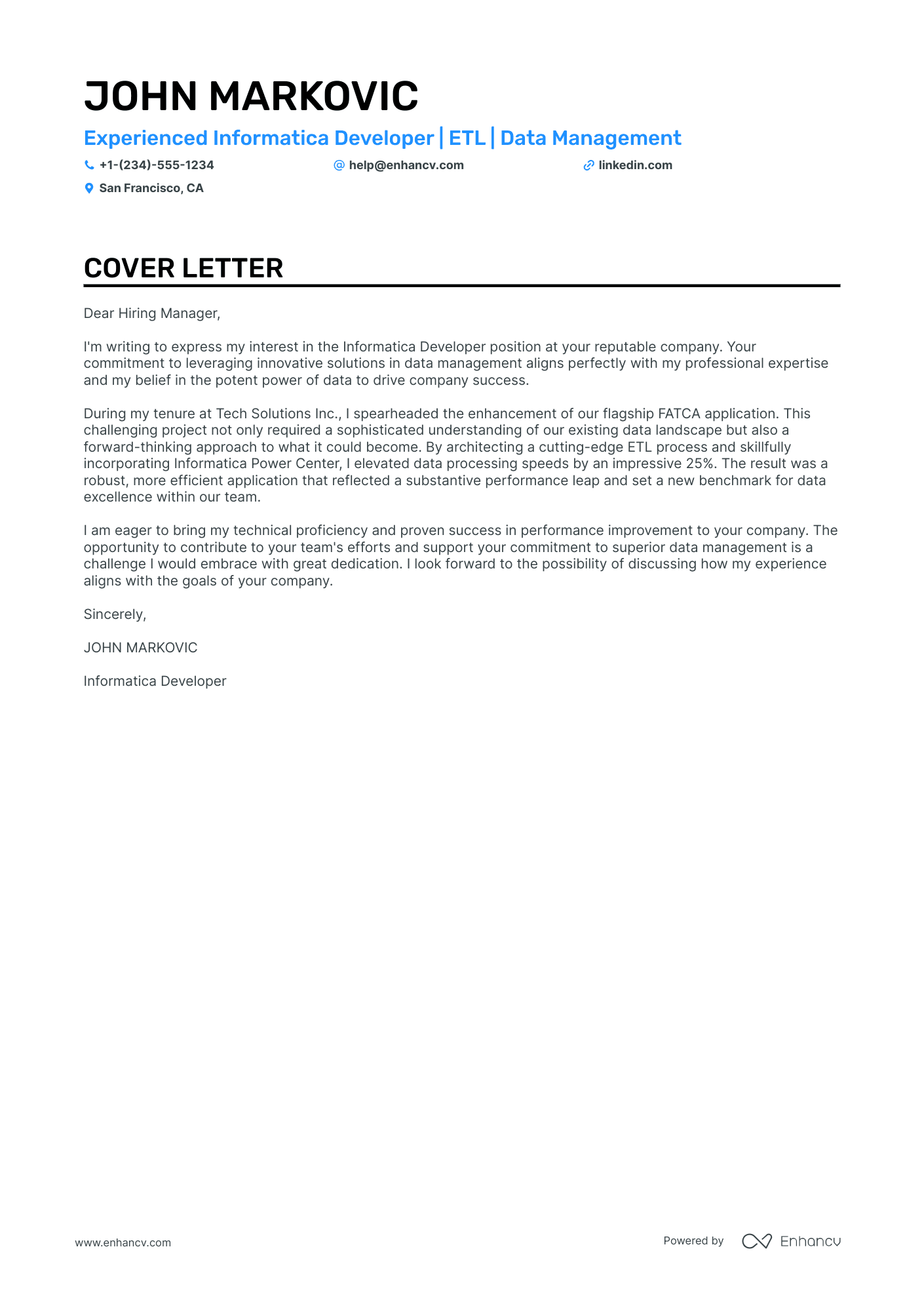 Informatica cover letter