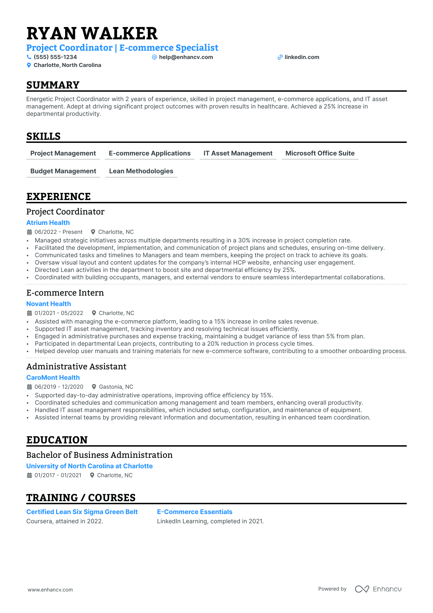 Ecommerce Specialist resume example