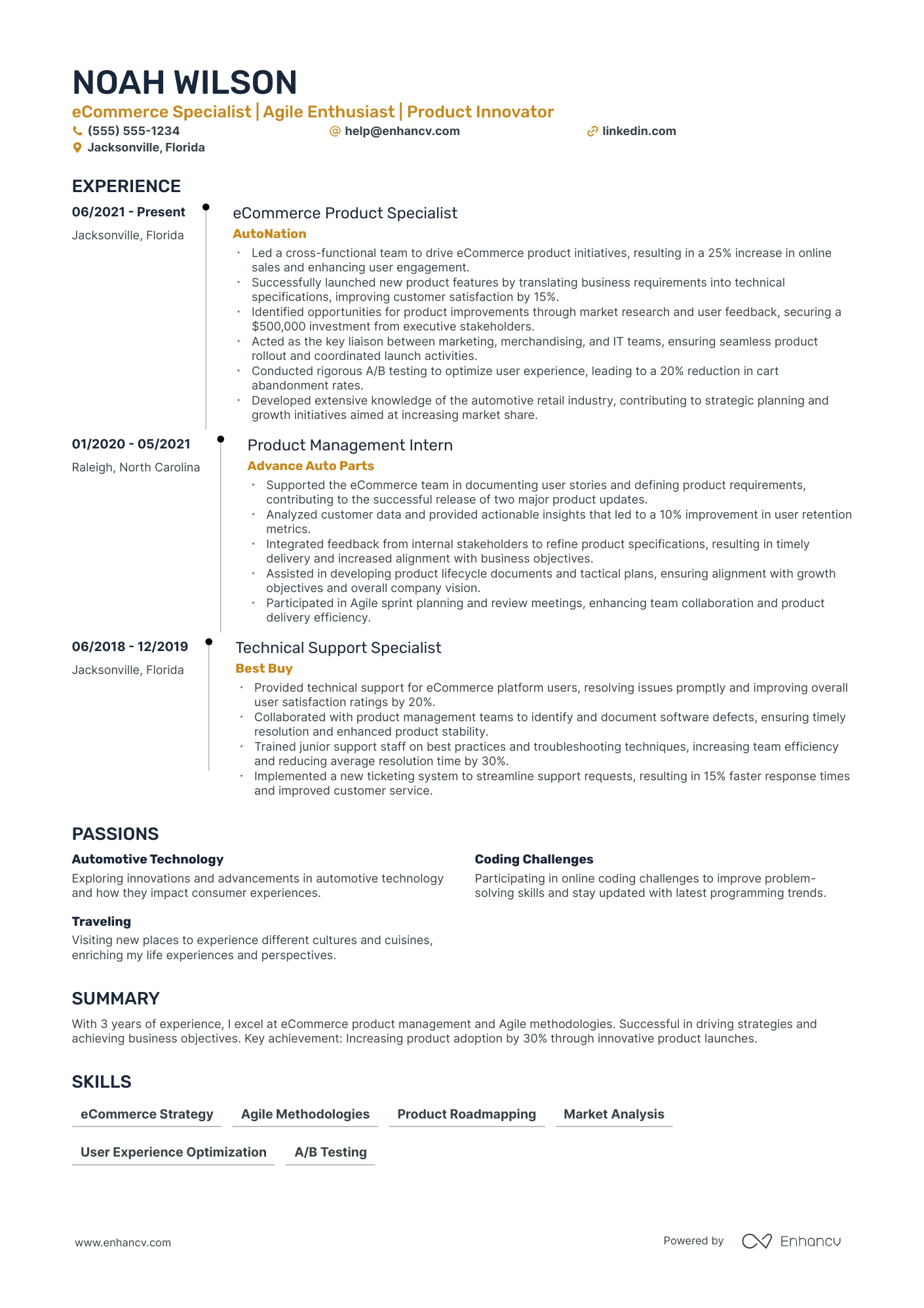 eCommerce Product Owner Resume Example Resume Example