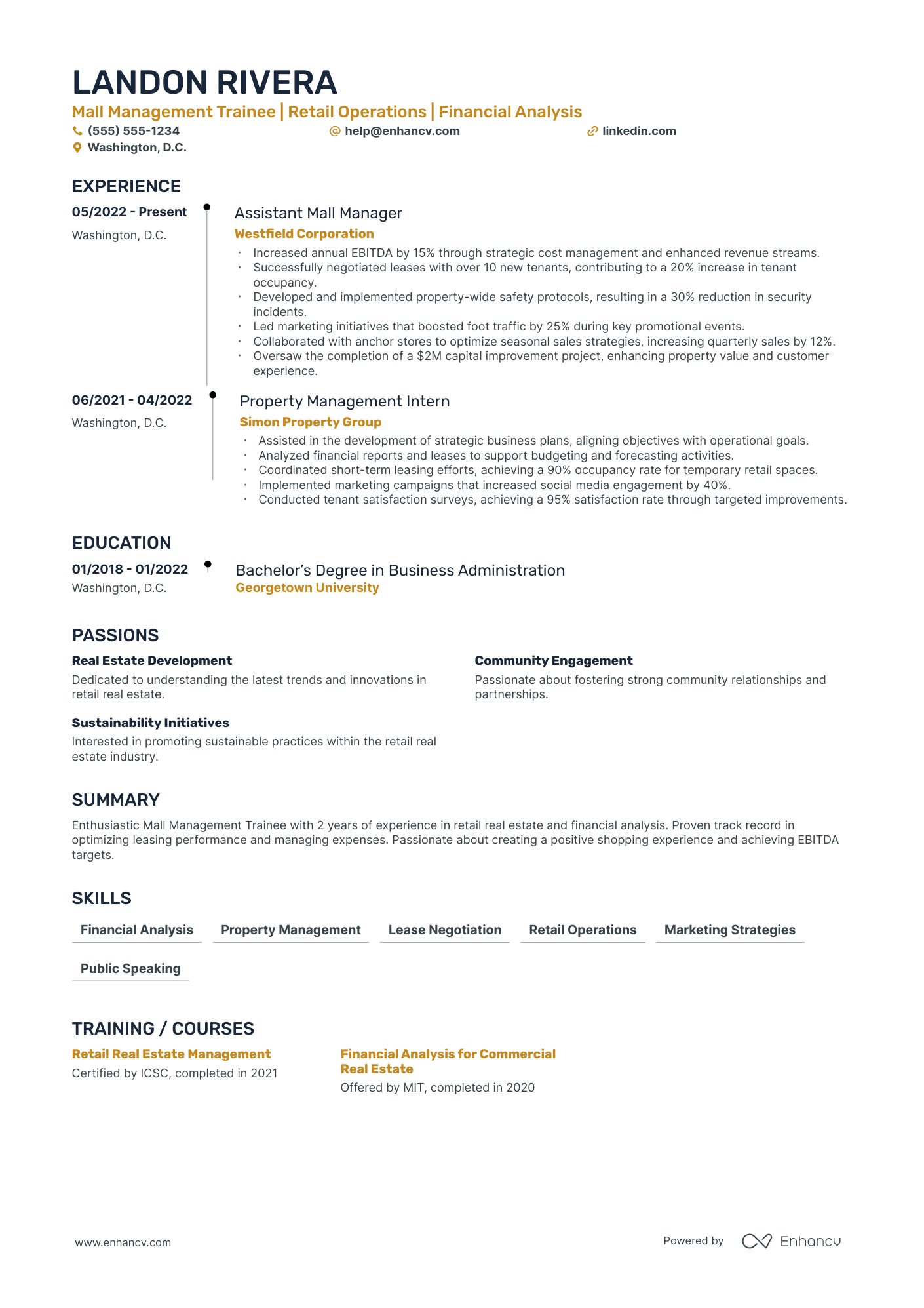 Trainee Leasing Agent resume example