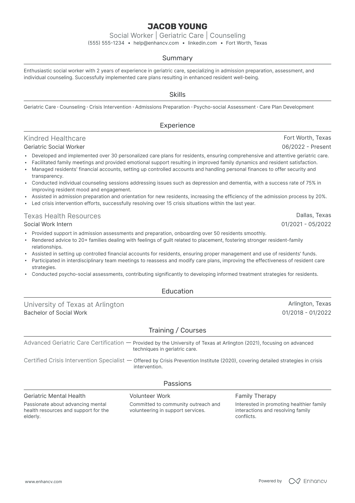 Social Worker resume example