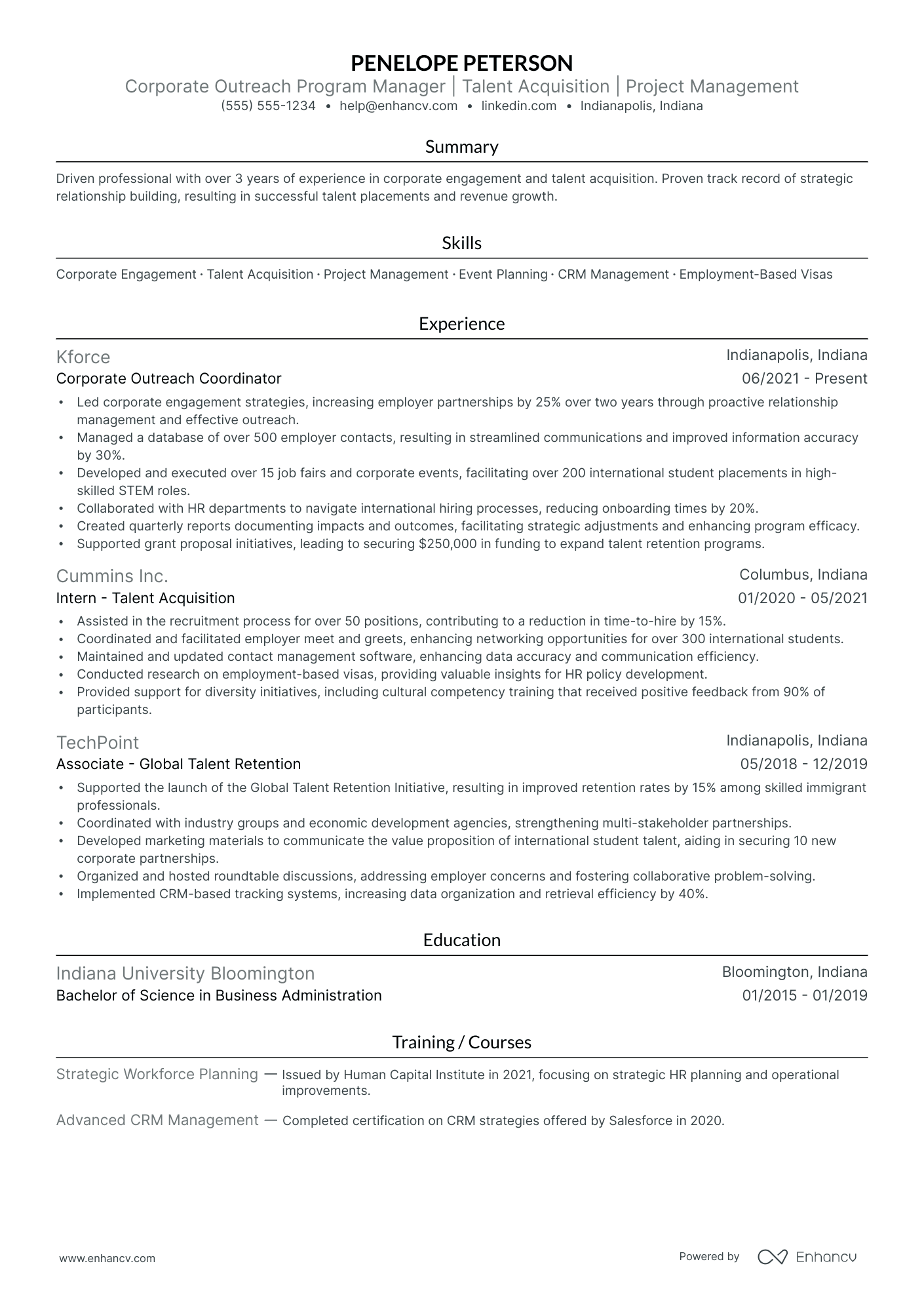 Talent Acquisition Project Manager resume example