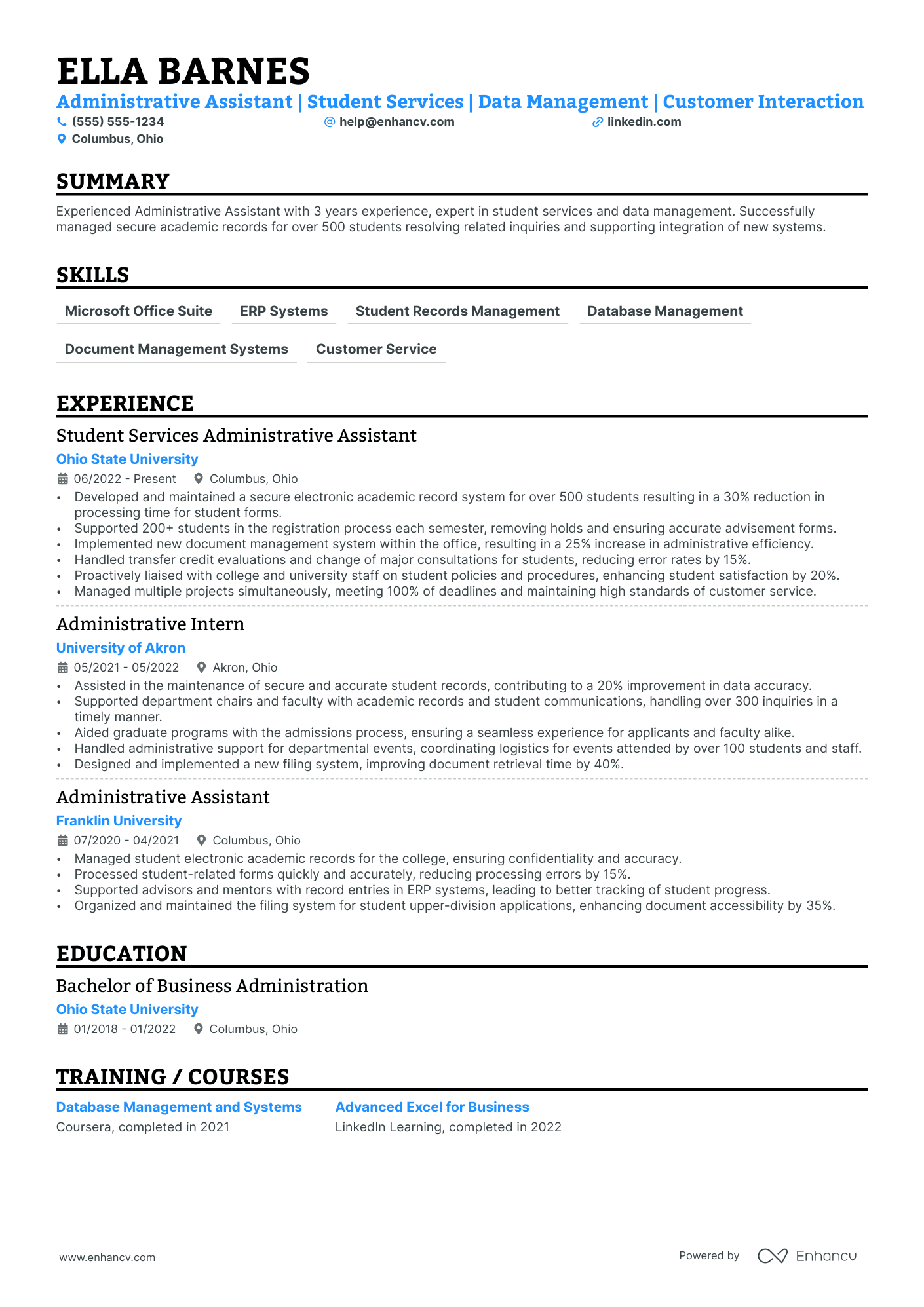 Administrative Assistant resume example