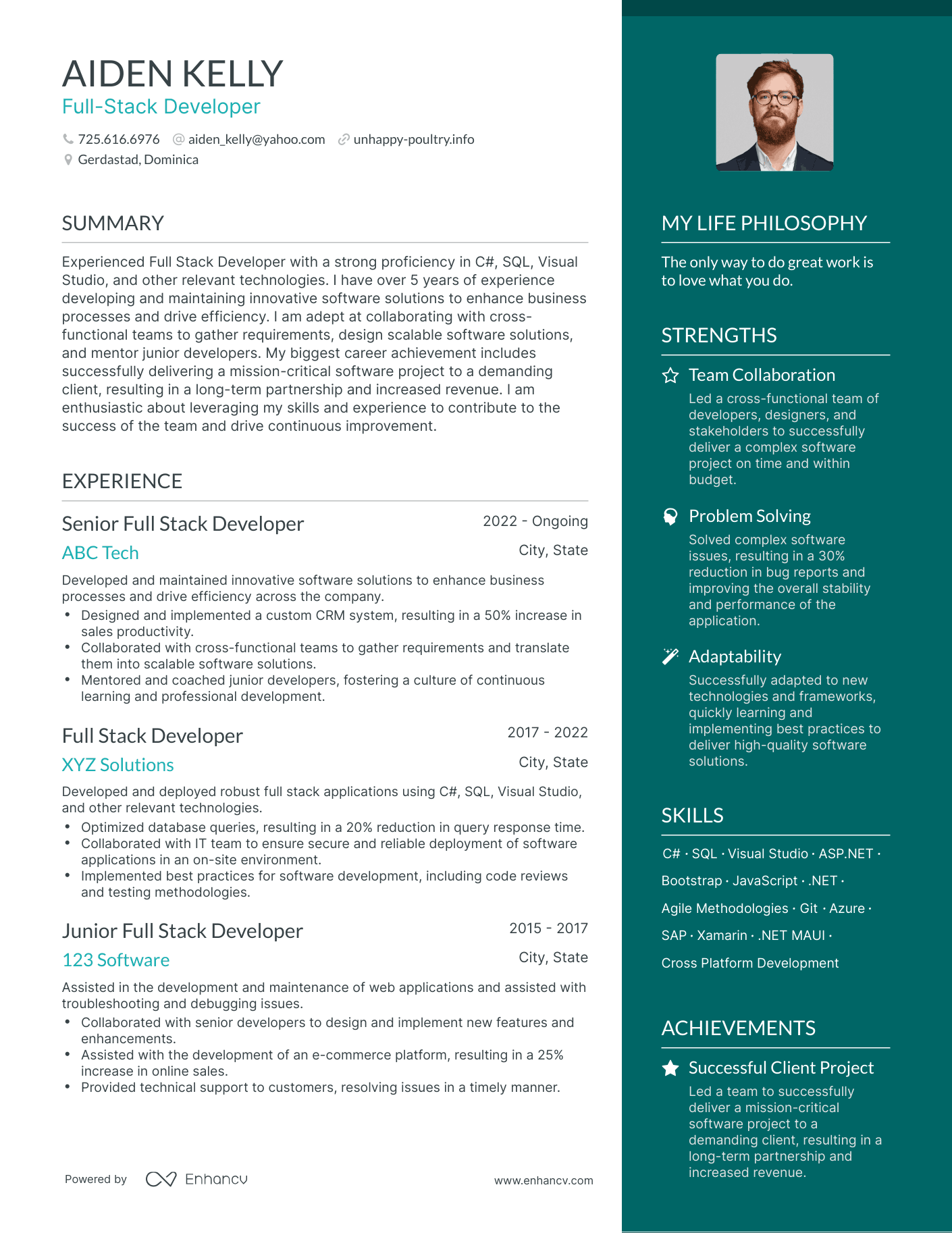 Full-Stack Developer resume example