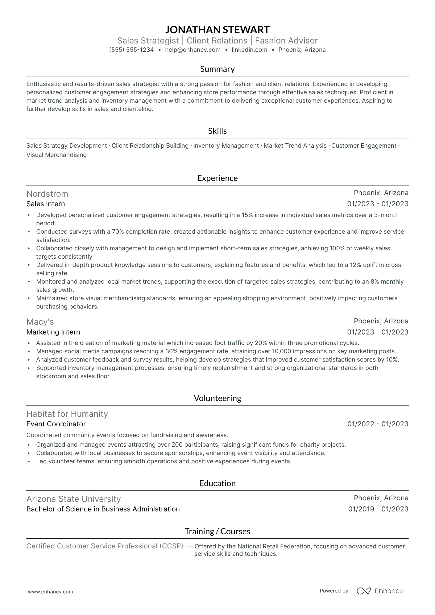 Entry-Level Sales Associate resume example