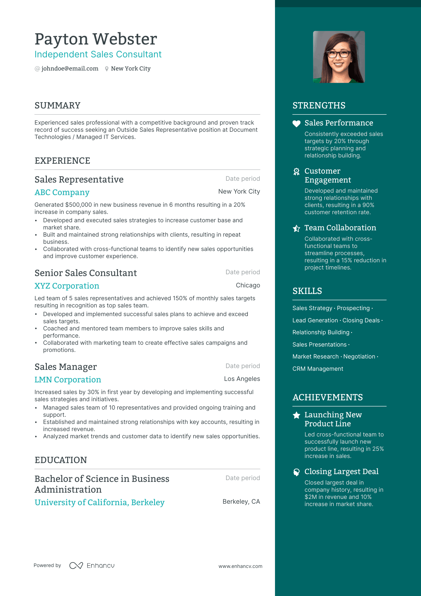 independent sales consultant resume example