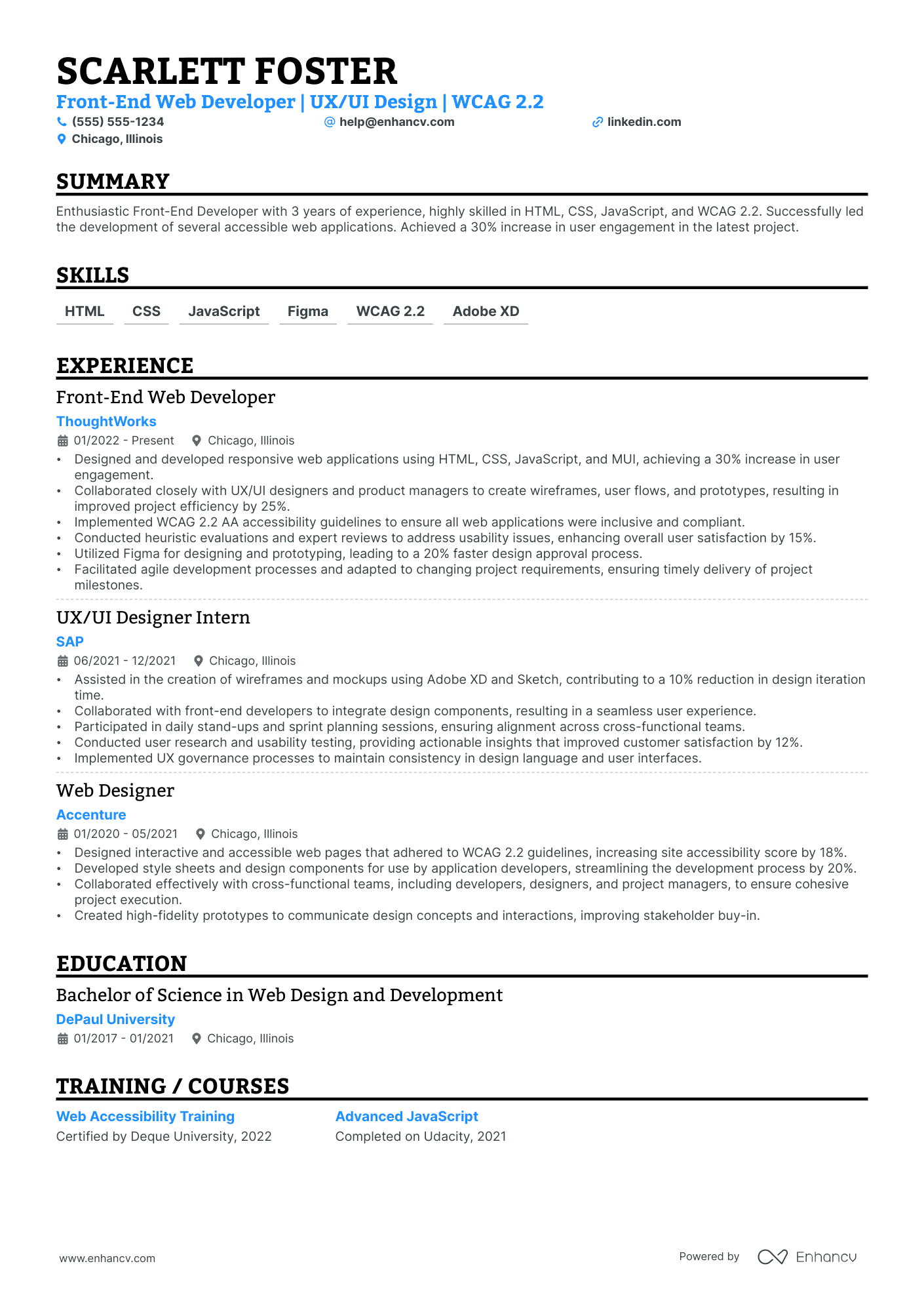 Front-end Web Designer Resume Example Resume Example