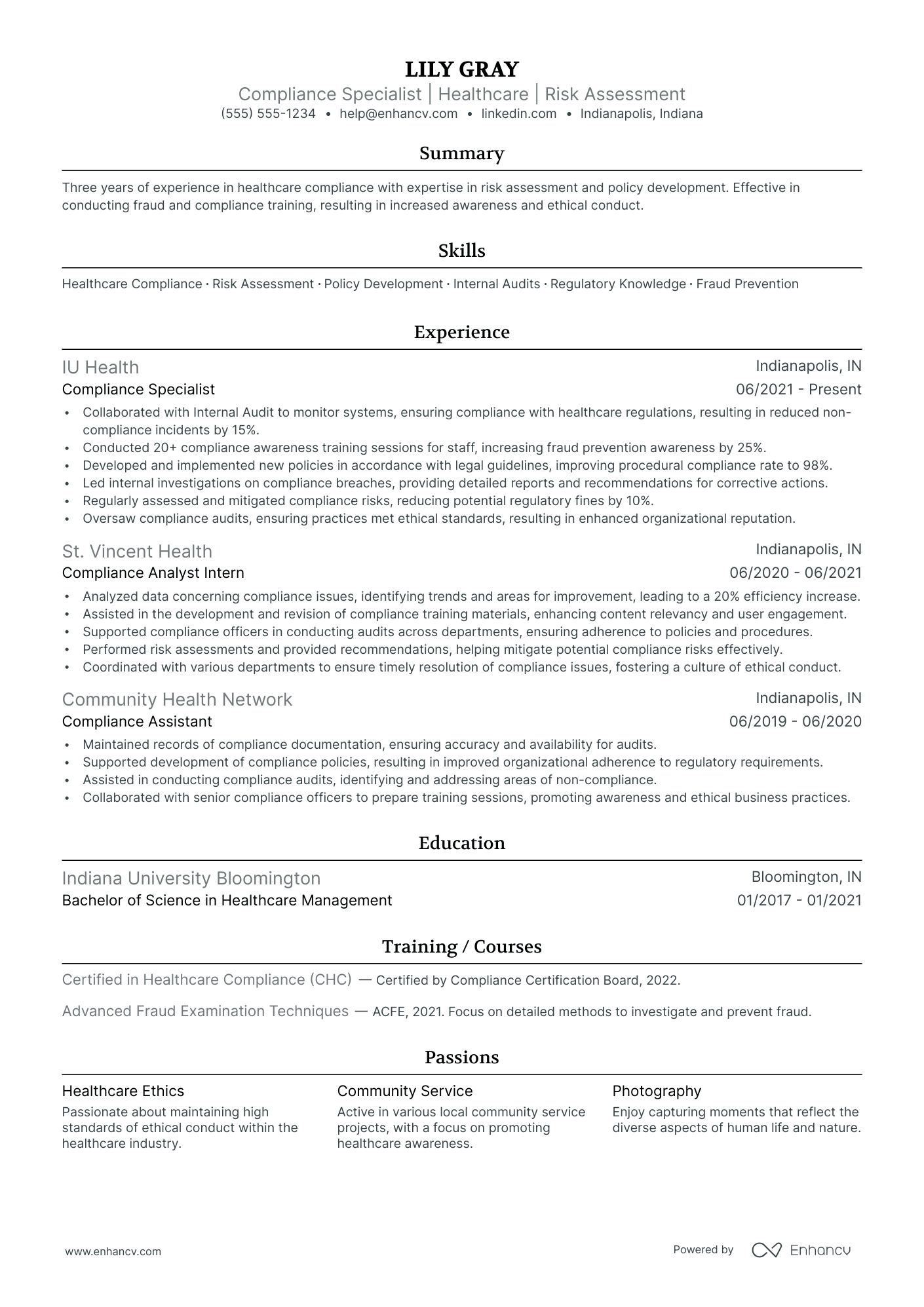 Senior Compliance Officer resume example