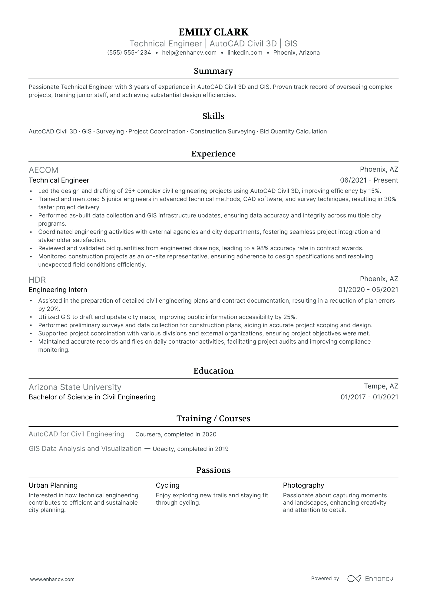 Civil Engineering Specialist resume example