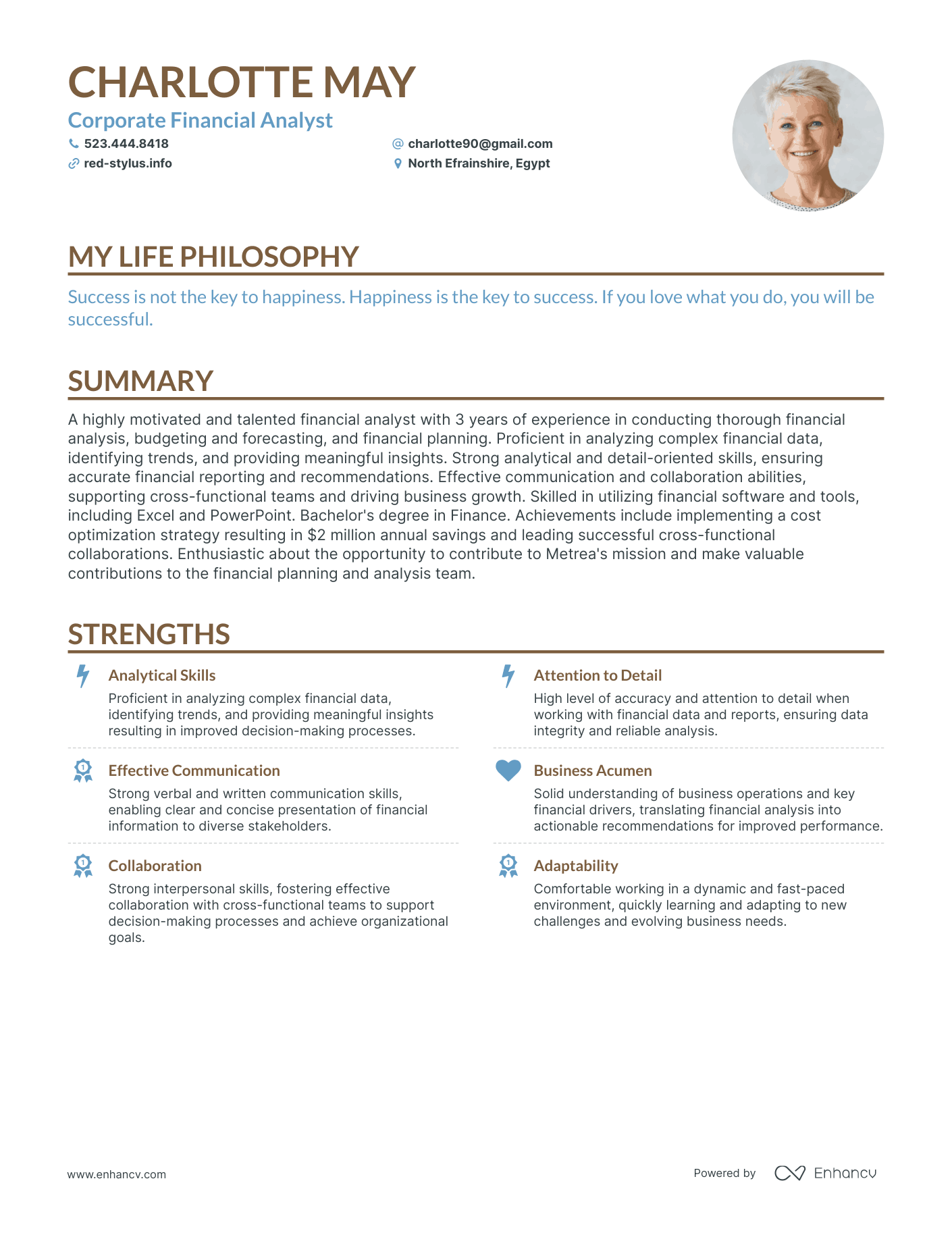 Creative Corporate Financial Analyst Resume Example