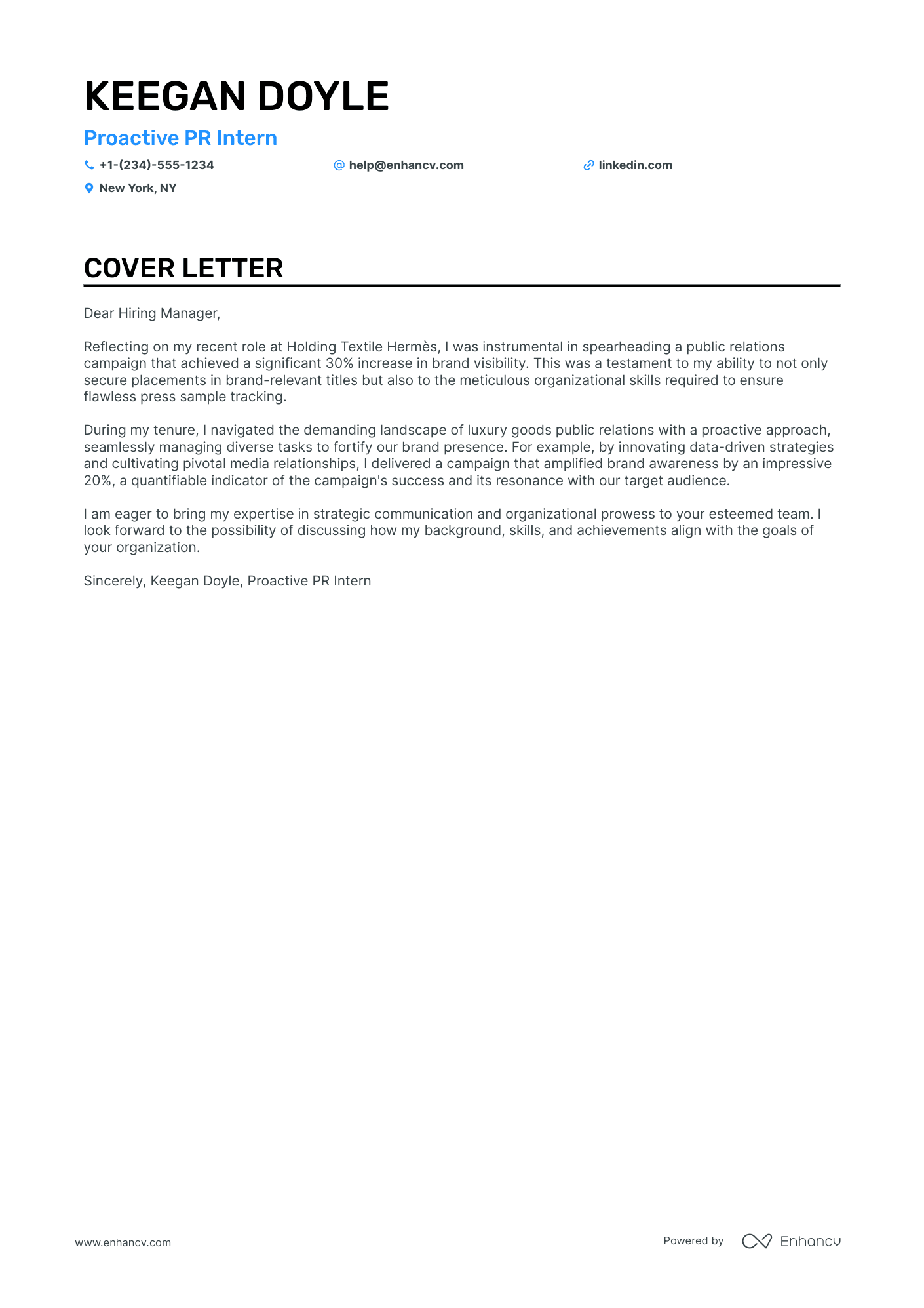 Pr Intern cover letter