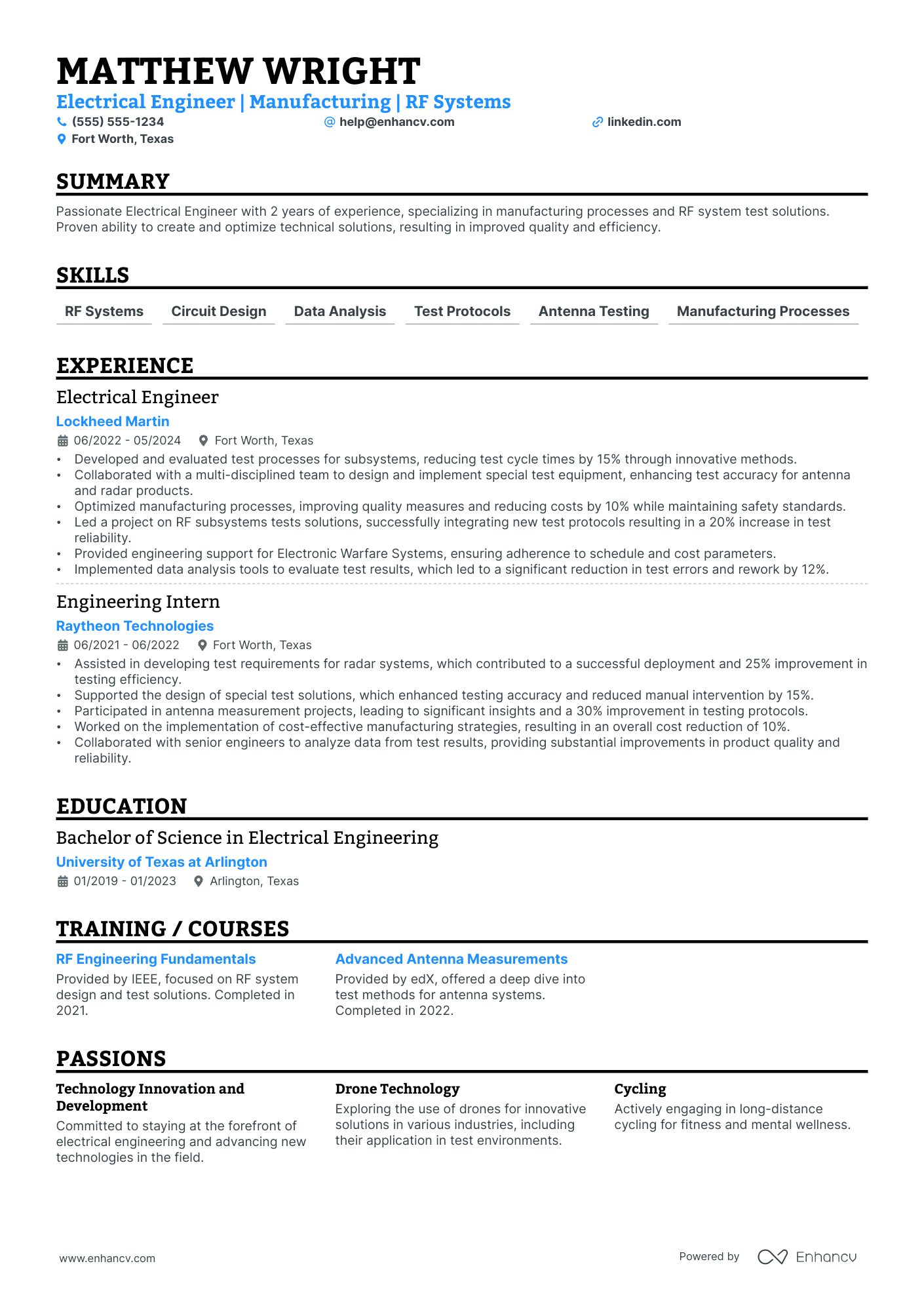 Electrical Network Engineer resume example