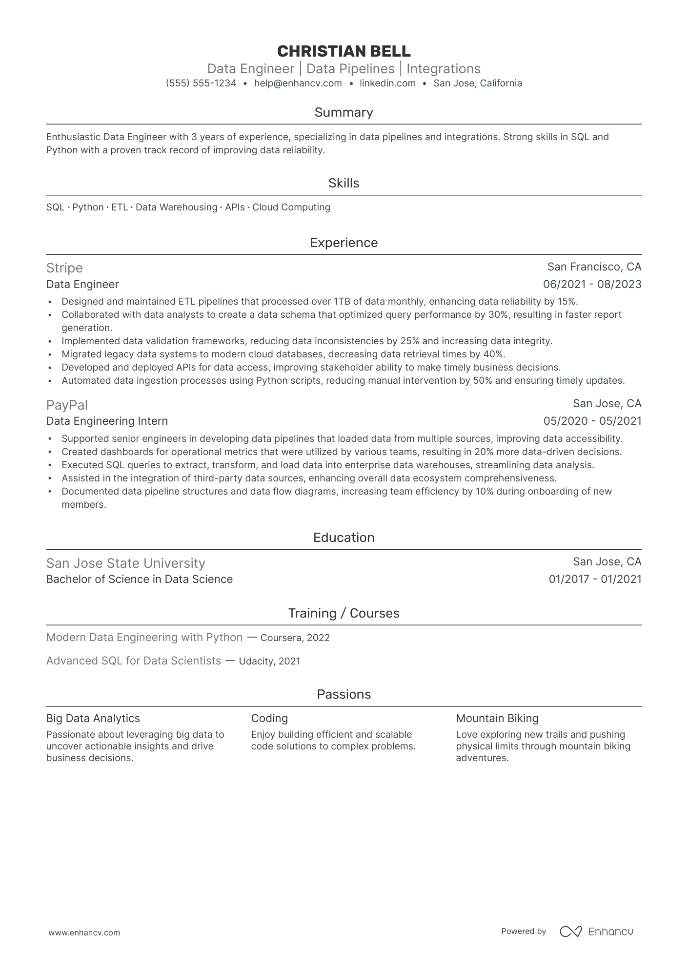 Data Platform Engineer resume example