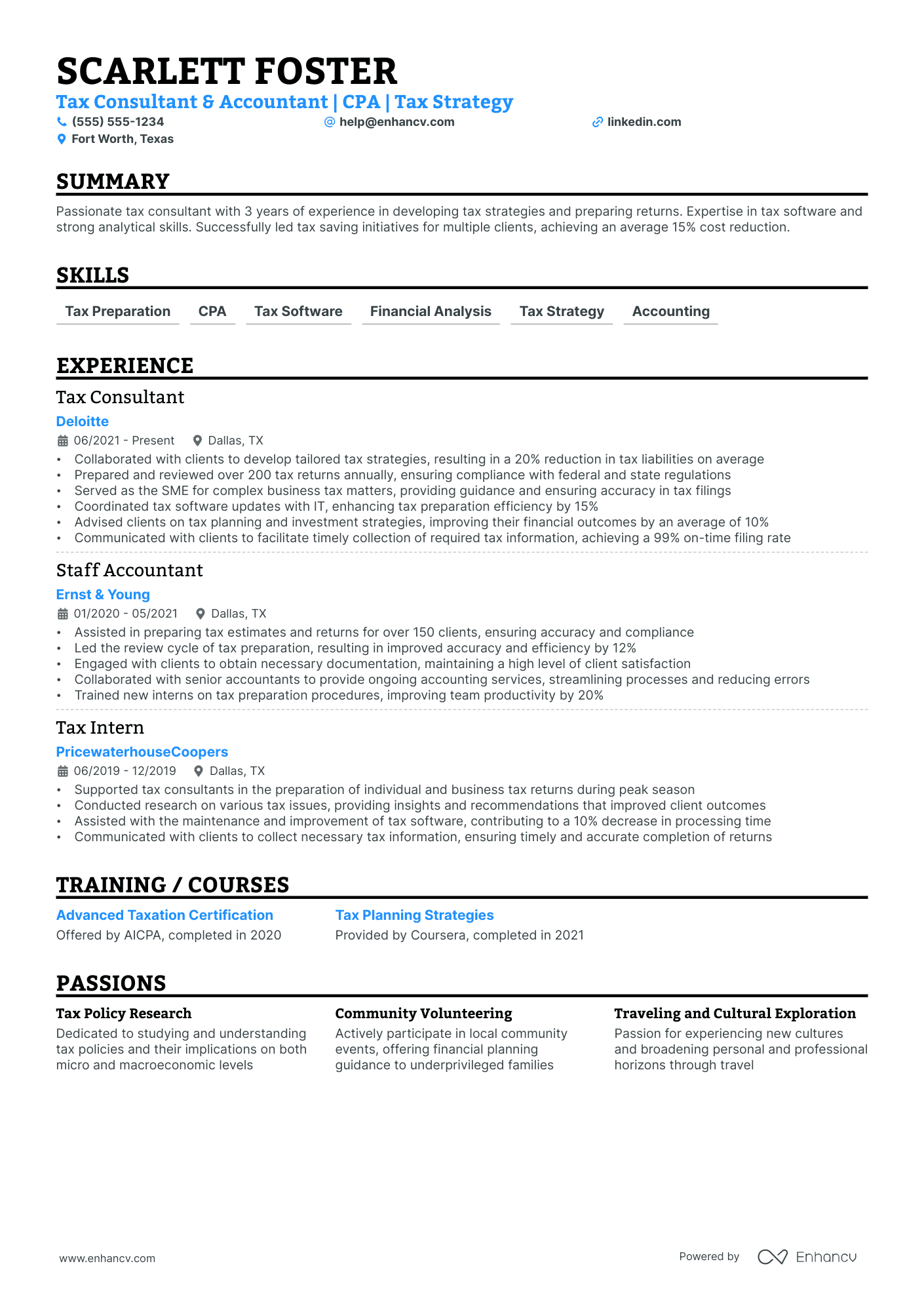 Tax Accountant Consultant resume example