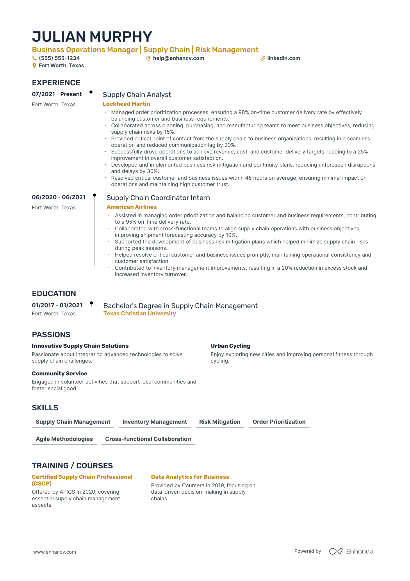 Supply Chain Operations Manager Resume Example Resume Example