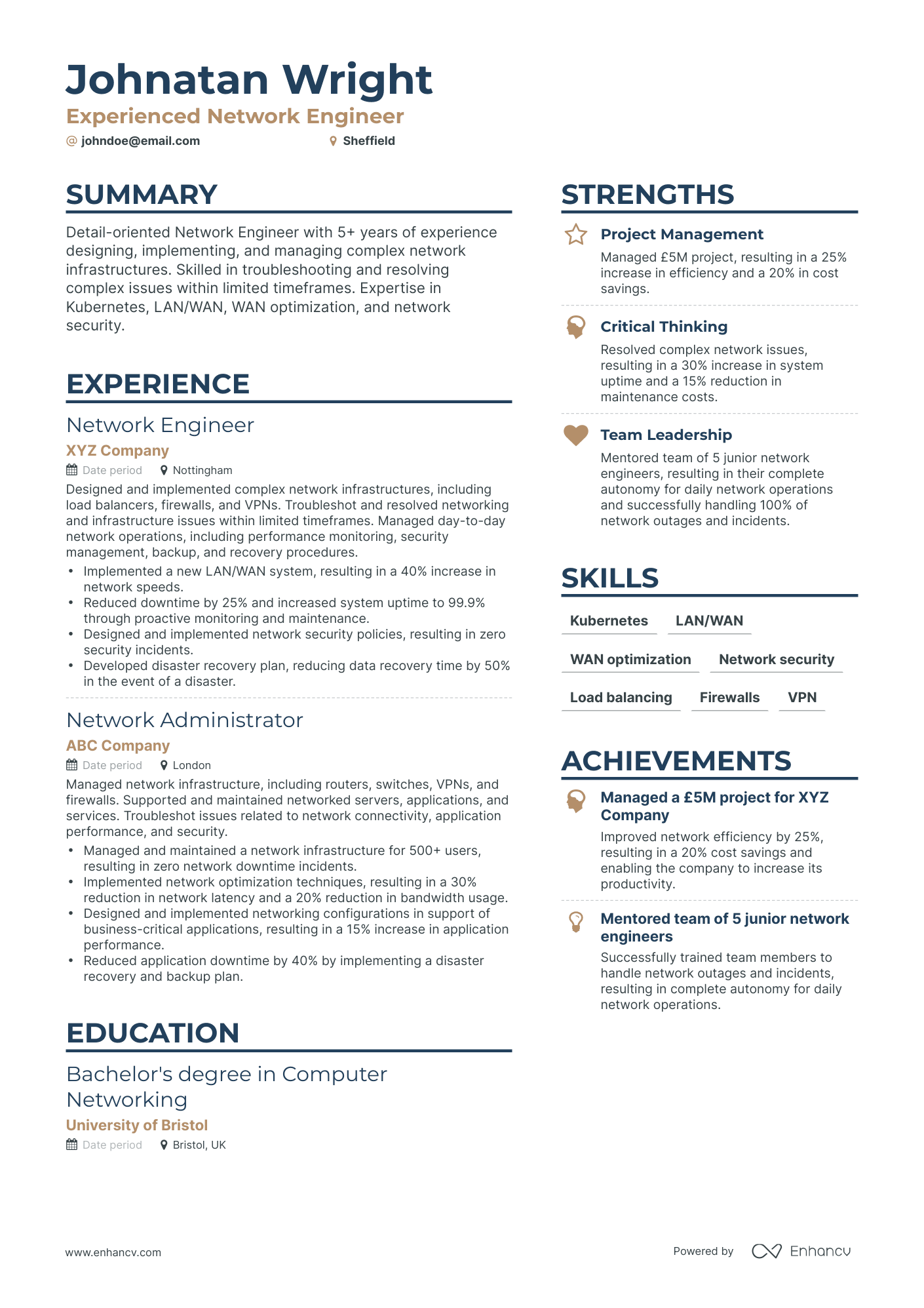 3 Network Engineer CV Examples For 2023   Image 