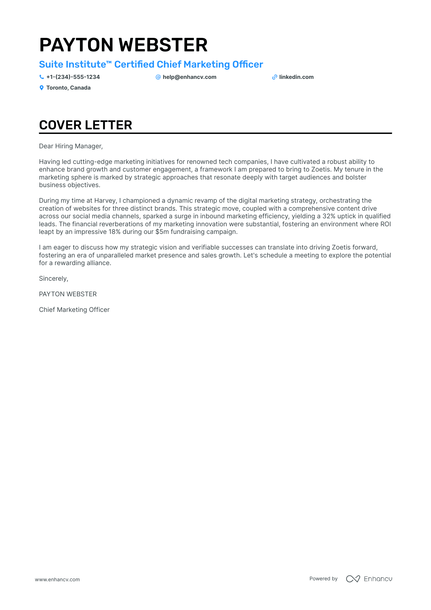 Chief Marketing Officer cover letter