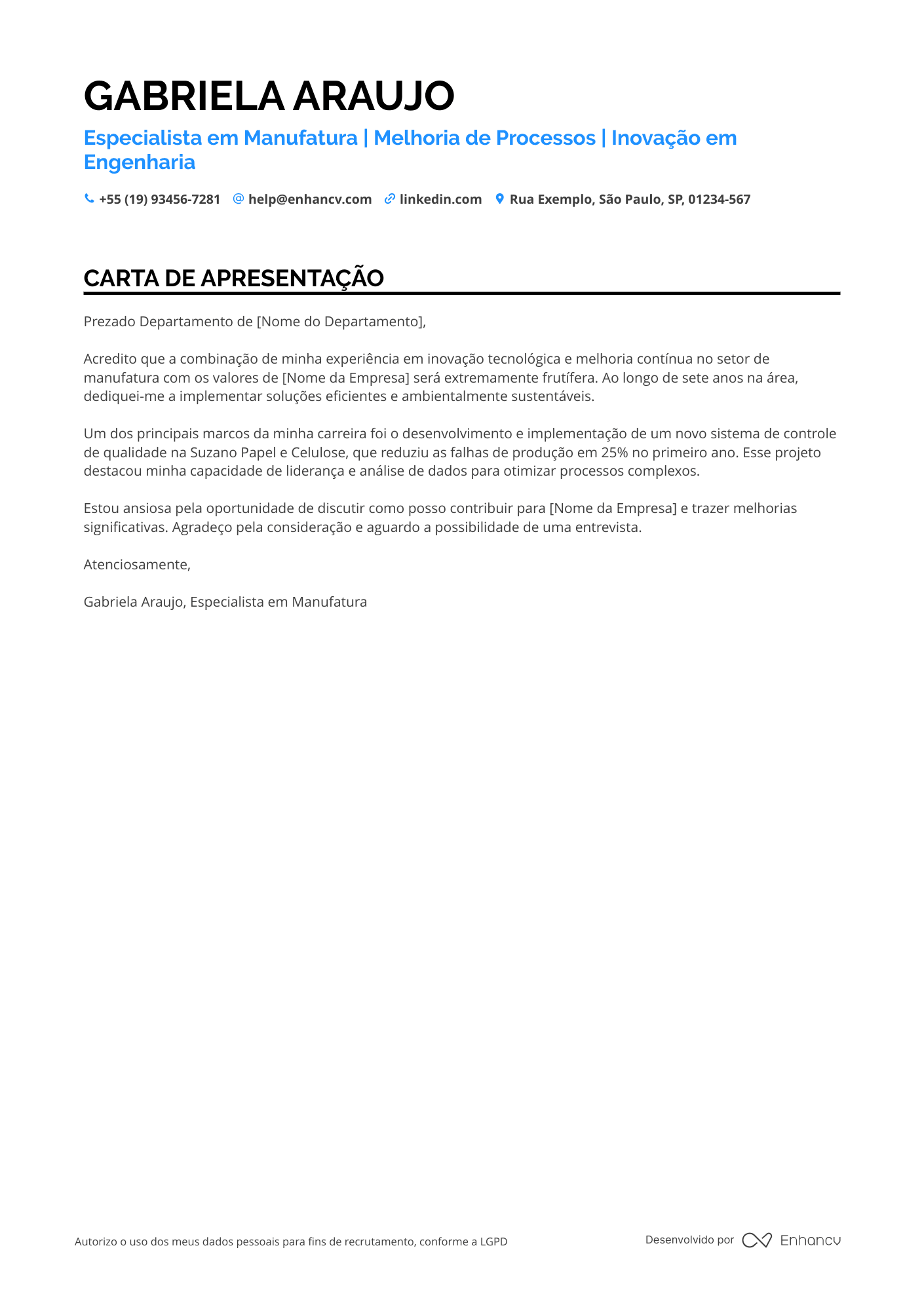 Pintor Carta de apresentação