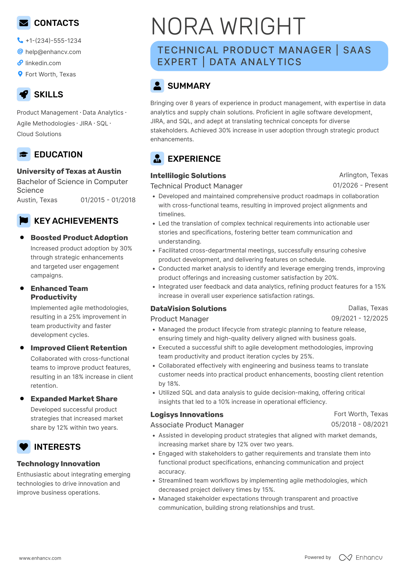 Technical Product Manager resume example