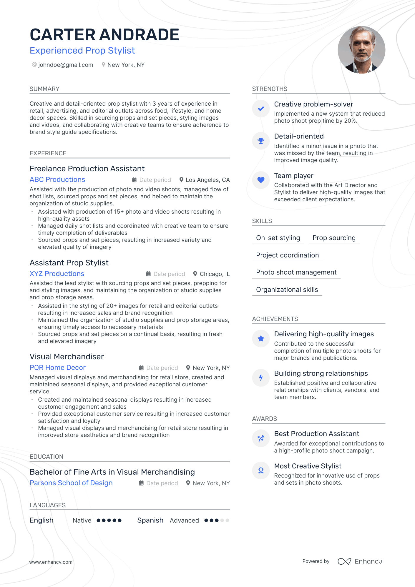 Freelance Production Assistant resume example