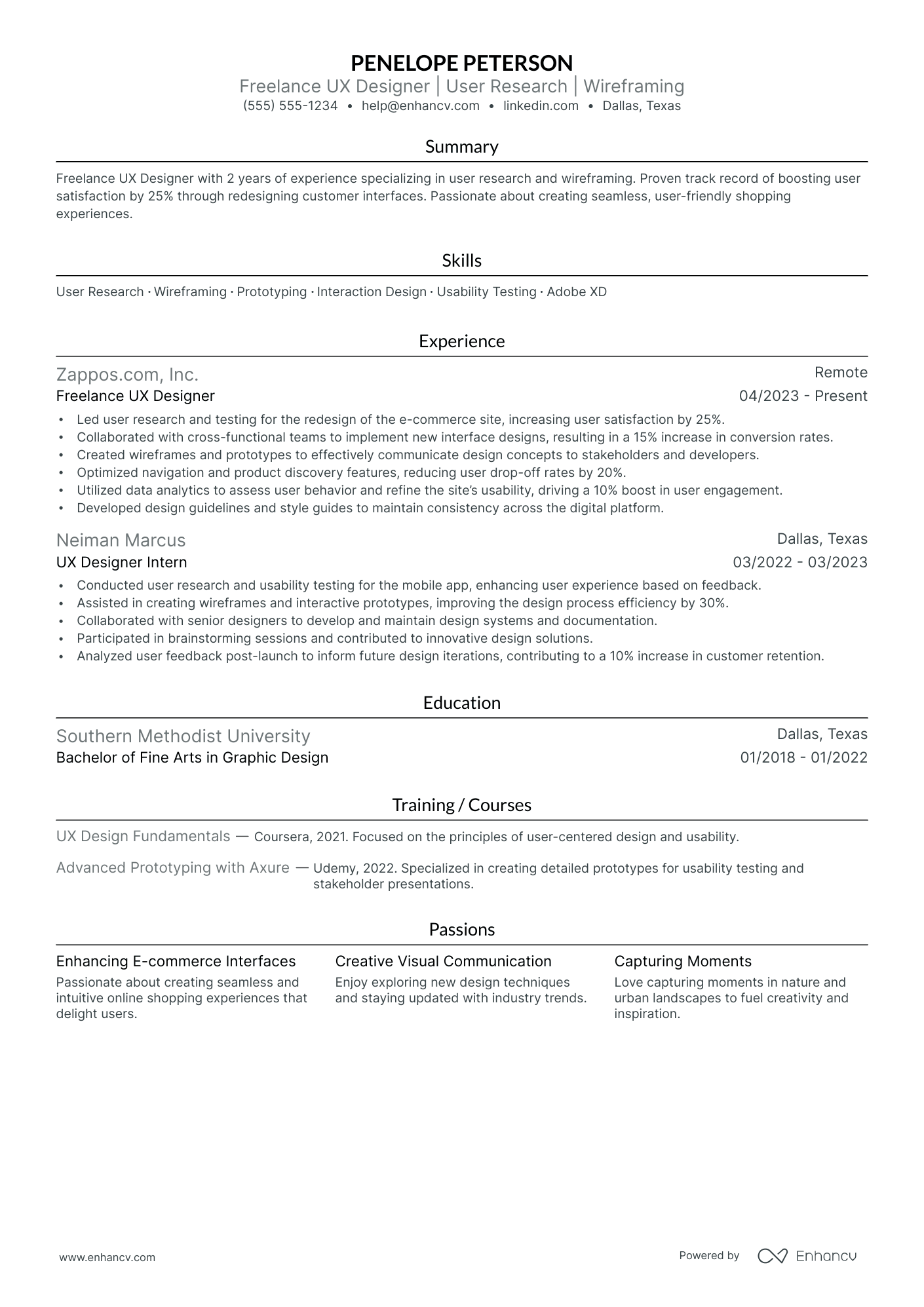 Freelance UX Designer Resume Example Resume Example