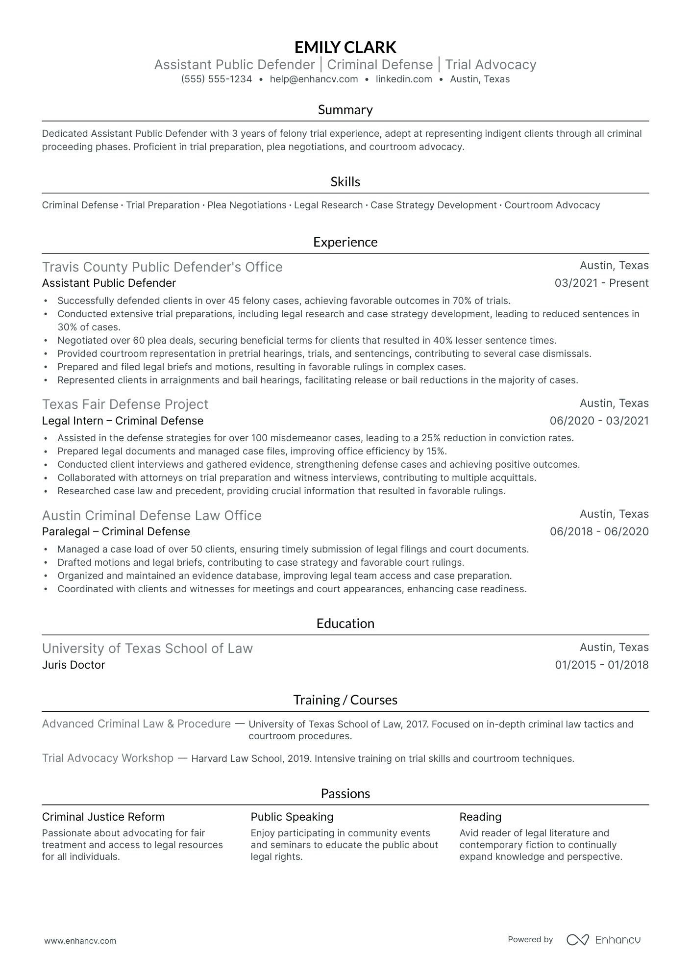 Criminal Defense Lawyer resume example