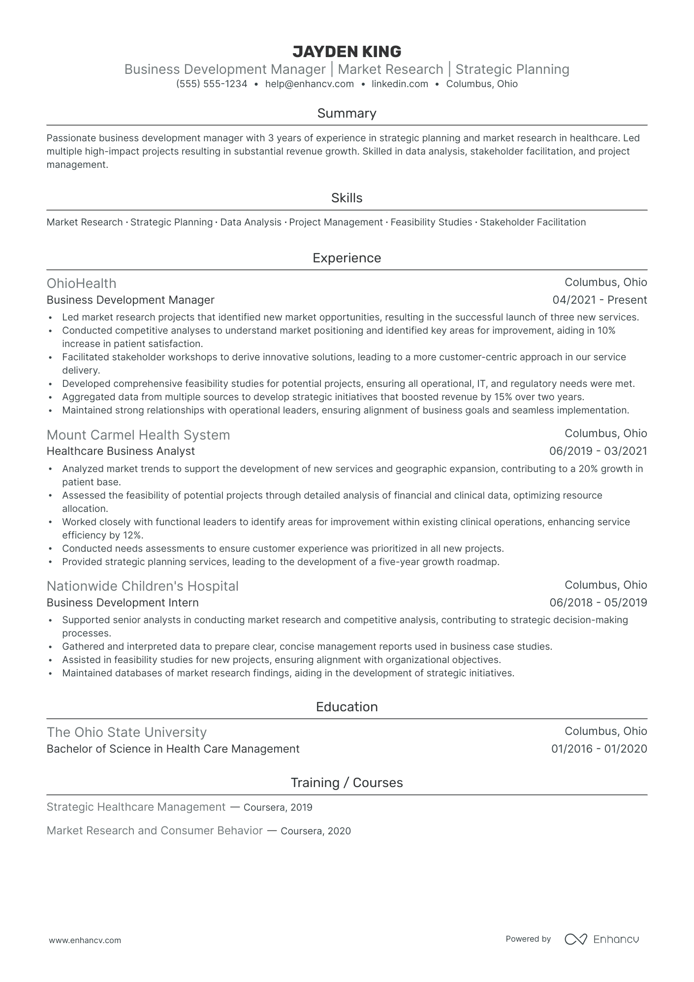 Business Development Project Manager Resume Example Resume Example