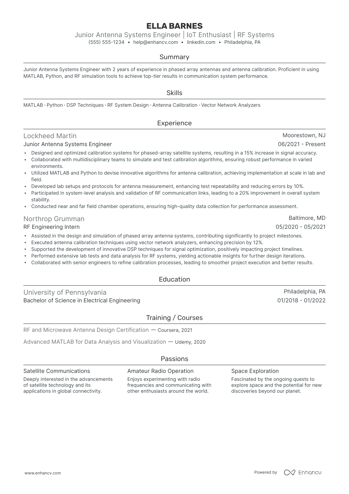 Calibration Systems Engineer resume example