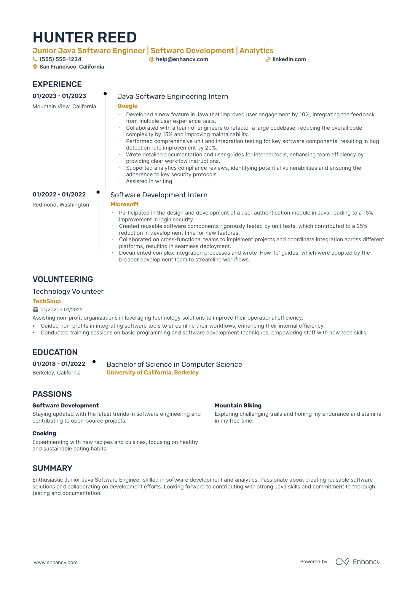 Entry-Level Java Developer resume example