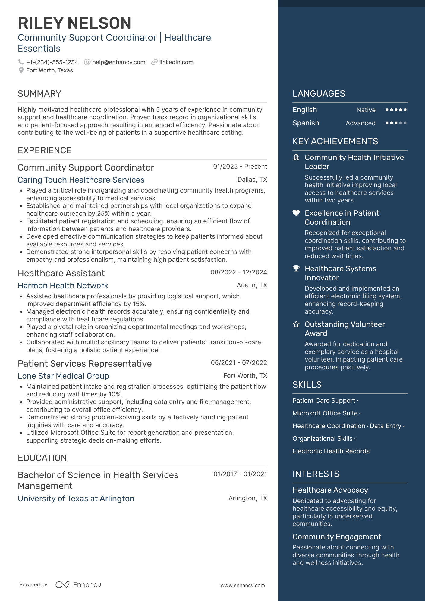 Hospital Volunteer resume example