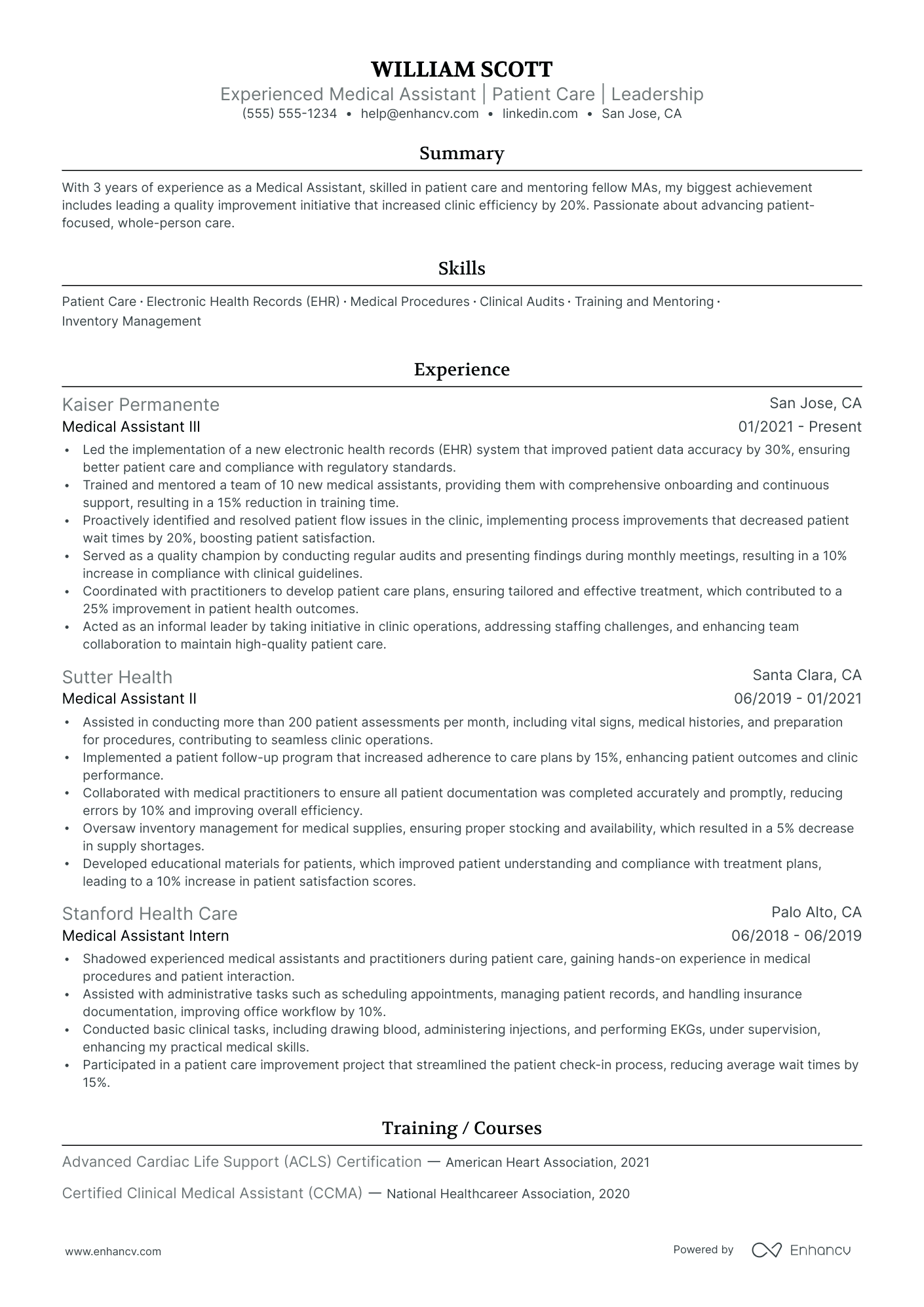 Senior Medical Assistant resume example