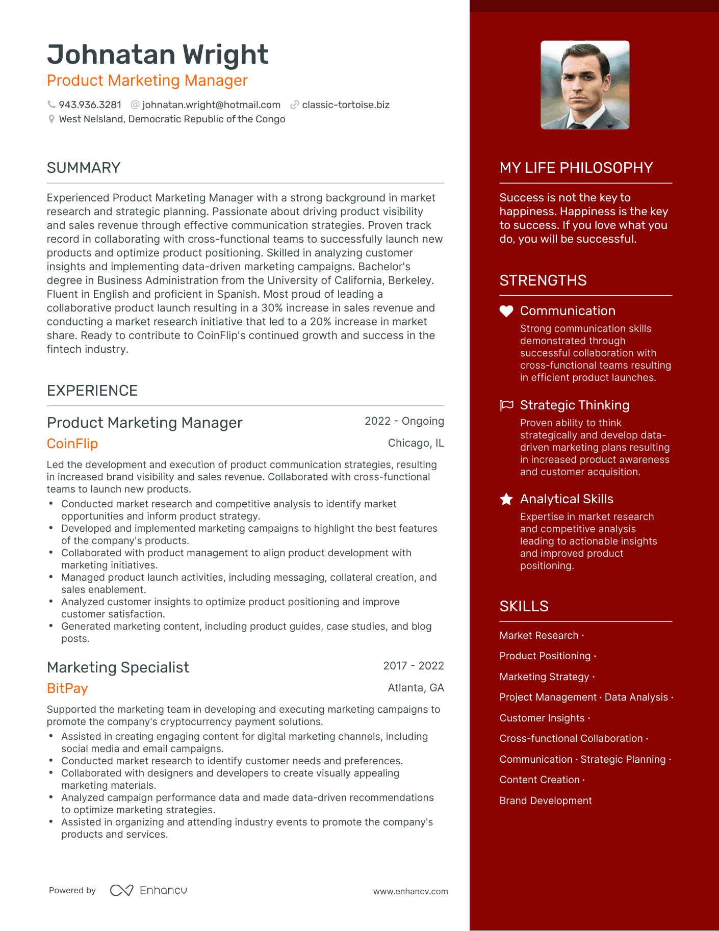 Modern Product Marketing Manager Resume Example