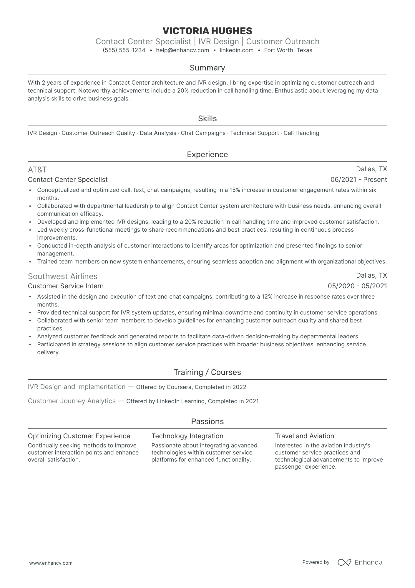 Call Center Operations Manager resume example