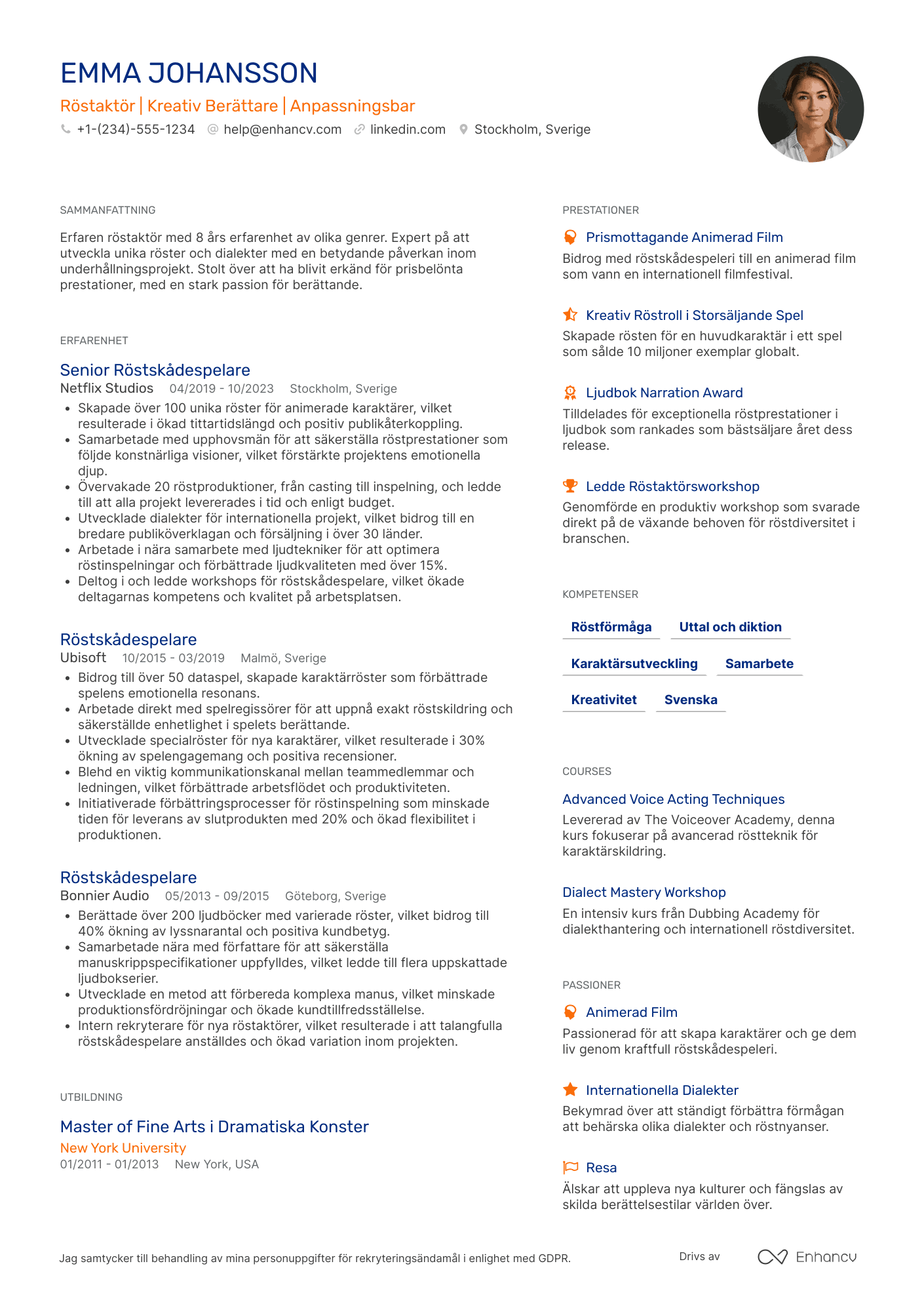 Röstskådespelare CV