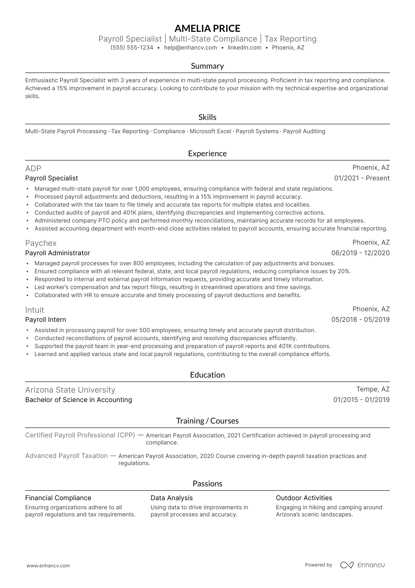 Payroll Reporting Specialist Resume Example Resume Example